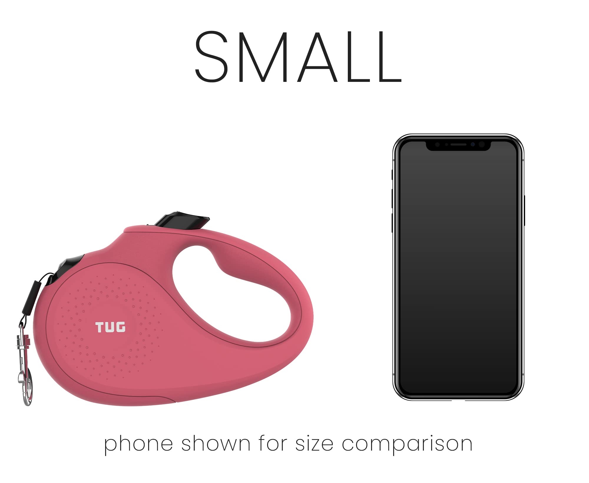 TUG Retractable Dog Leash, 16 ft Nylon Tape, Small, Pink, Tangle-Free Design