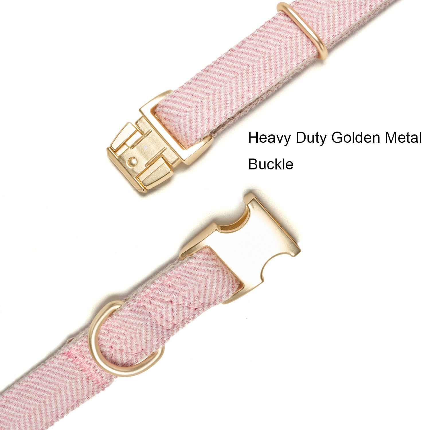 YUDOTE Soft Cotton Hemp Dog Collar with Metal Buckle Adjustable Tweed Dog Collars for Female Small Medium Large Dogs(Pink,Small)