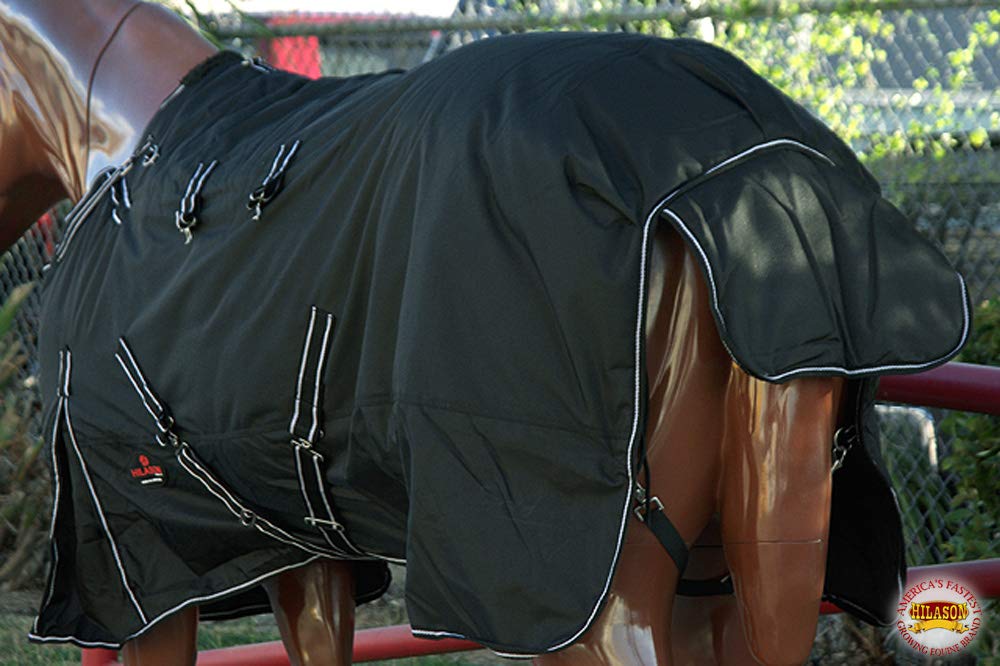 Hilason Black 84 In 1200D Winter Waterproof Poly Horse Blanket Belly Wrap Black | Horse Blanket | Horse