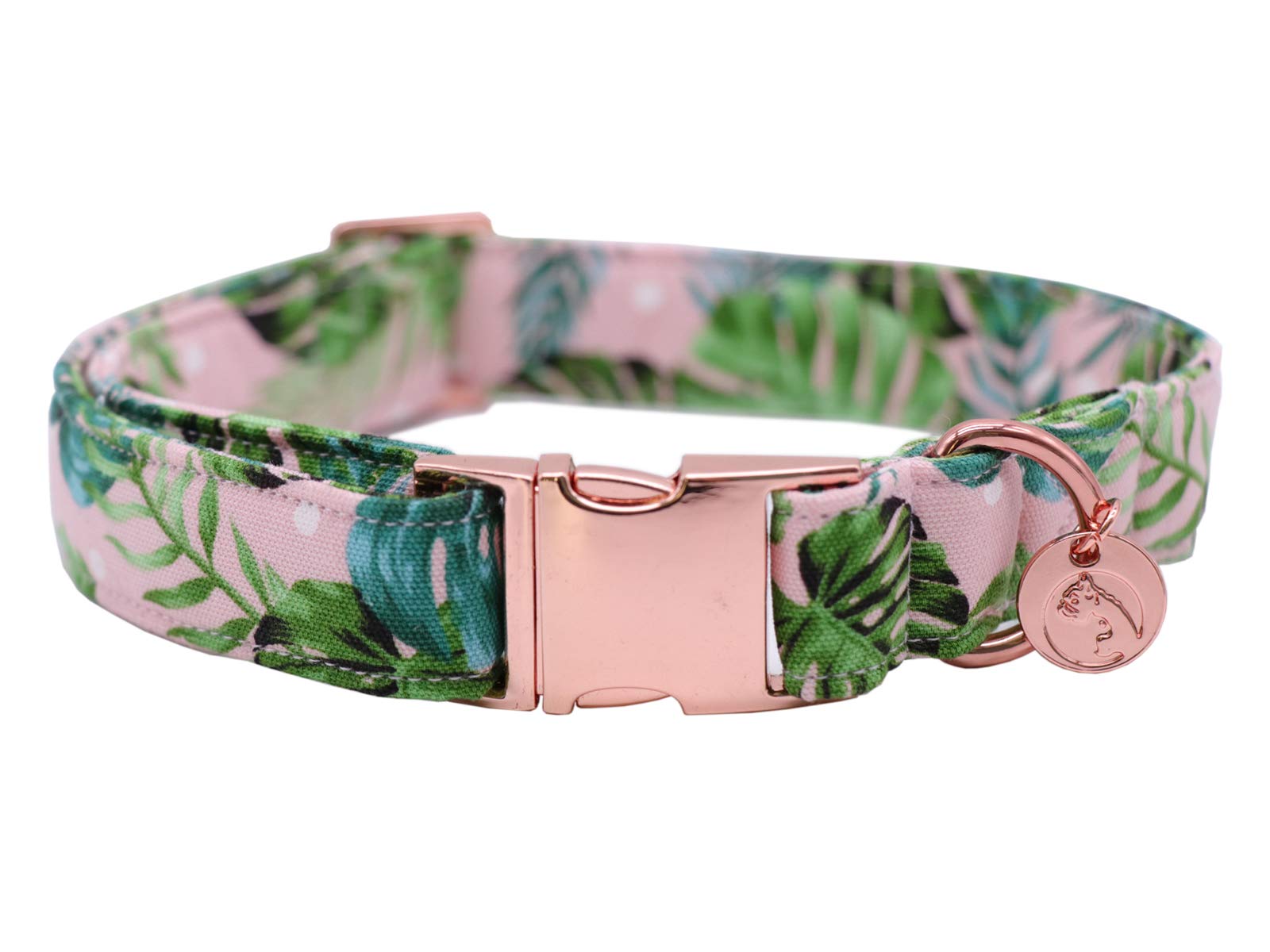 Dogwong Cotton Summer Dog Collars, Hawaiian Palm Leaf Bowtie Dog Collar, Adjustable Heavy Duty Girl Boy Dog Collar With Bow For