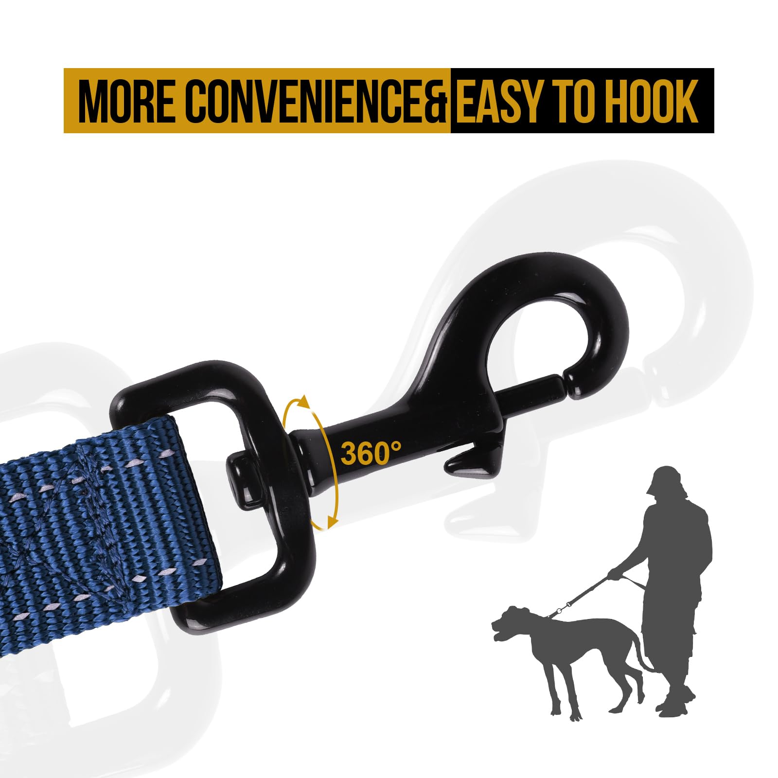 Onetigris Handled No-Pull Dog Walking Leash Long Traffic Leads For Medium To Large Dogs (Blue, 4Ft)