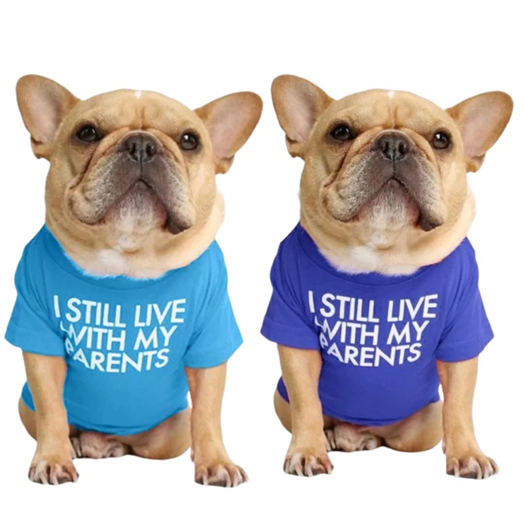 Kutkut Combo Of 2 Pet Dog Breathable Stretchy Round Neck T-Shirt | Small Dogs Summer Cooling Soft Cotton Tshirt | French Bulldog