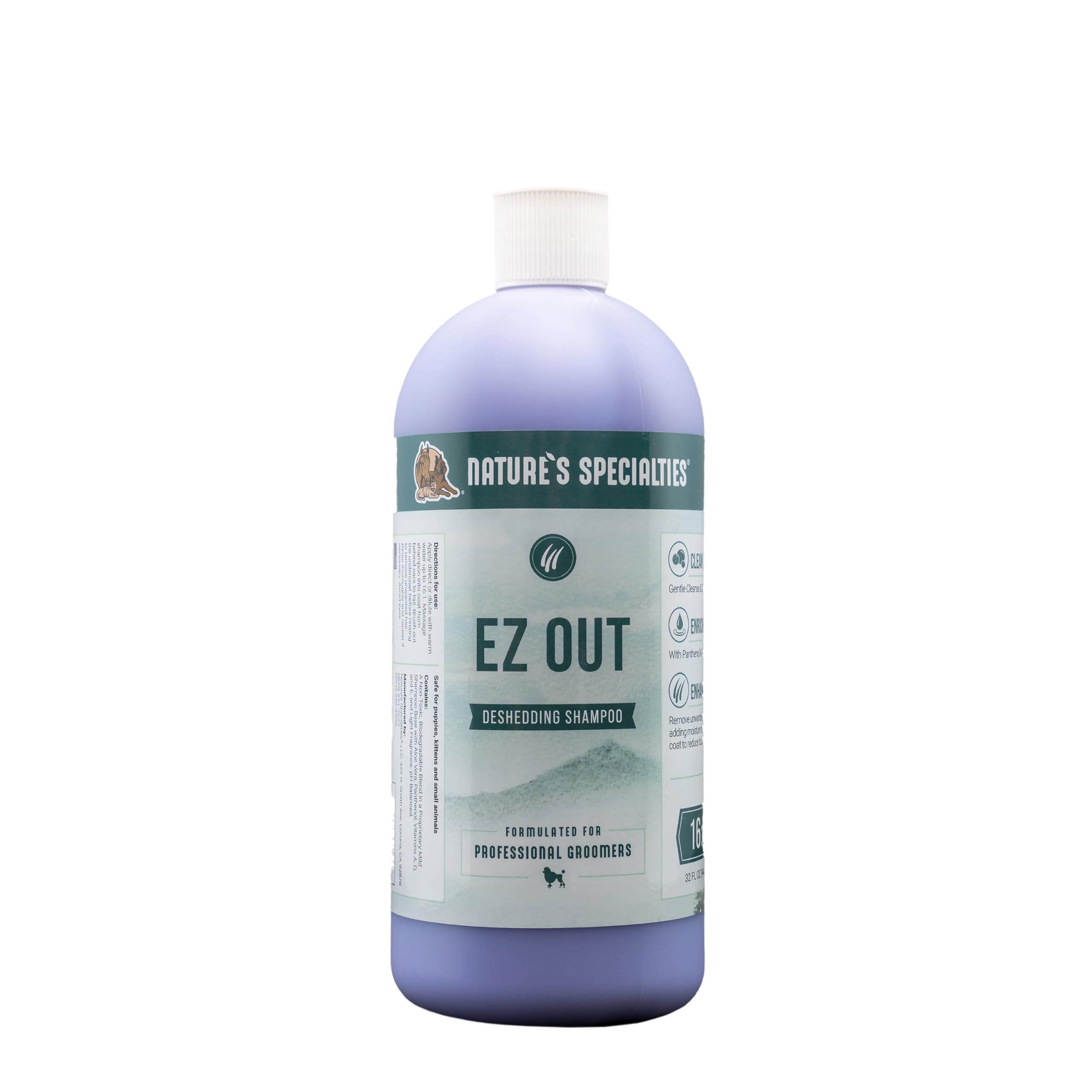 Nature's Specialties EZ Out Deshedding Ultra Concentrated Dog Shampoo for Pets, Makes up to 4 Gallons, Natural Choice for Profes
