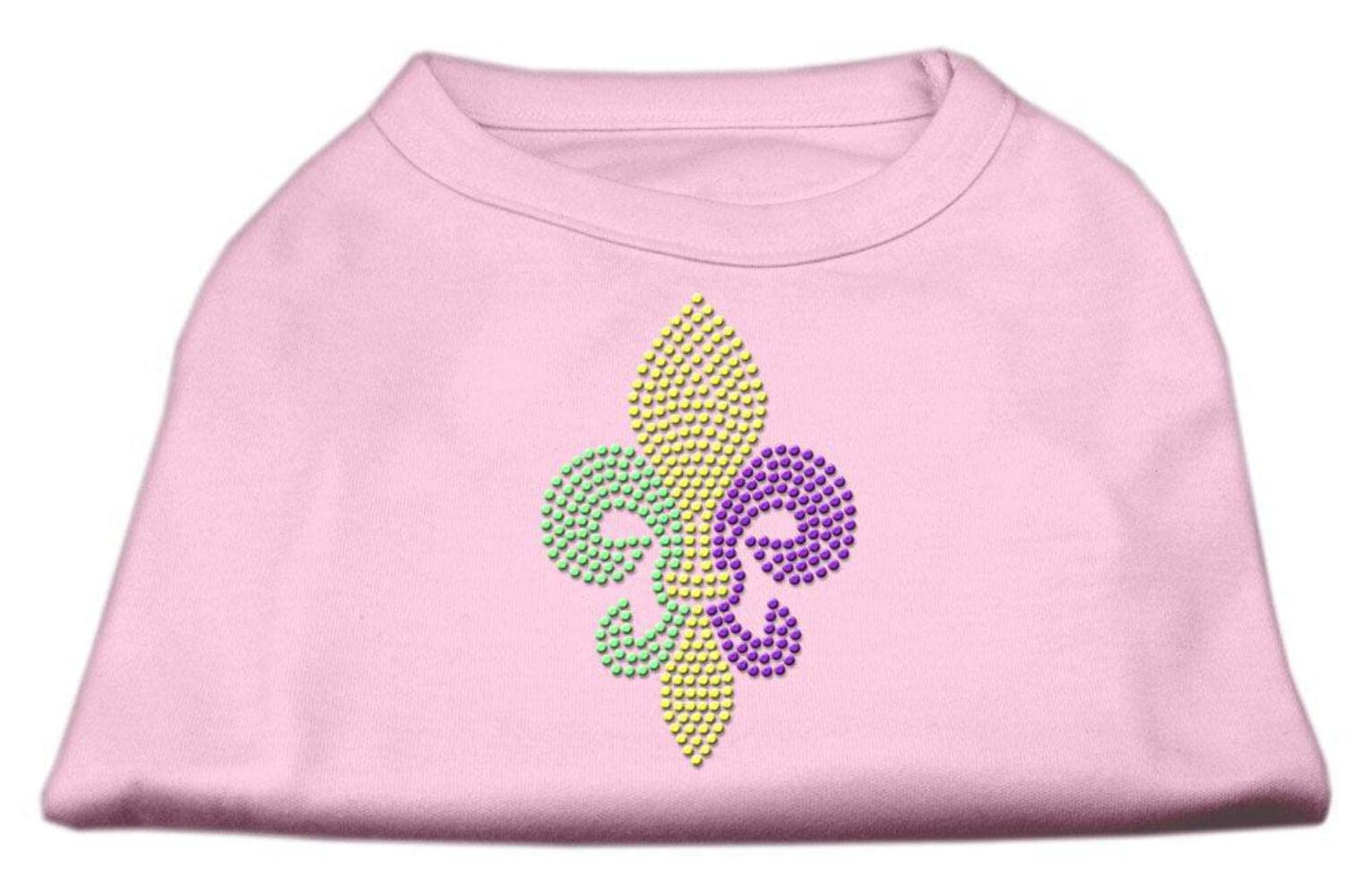 Mirage Pet Products Mardi Gras Fleur De Lis Rhinestone Dog Shirt, X-Small, Light Pink