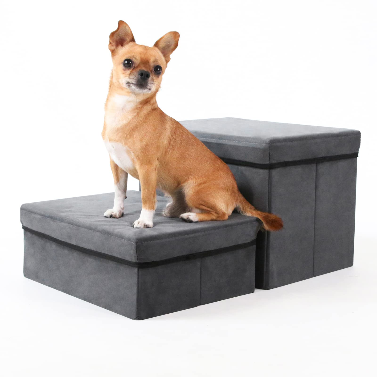 Foldable Dog Stairs/Steps 2-Tier Pet Steps Storage And Adjustable Steps For Small Medium Dogs Pet Steps Storage Stepper For High