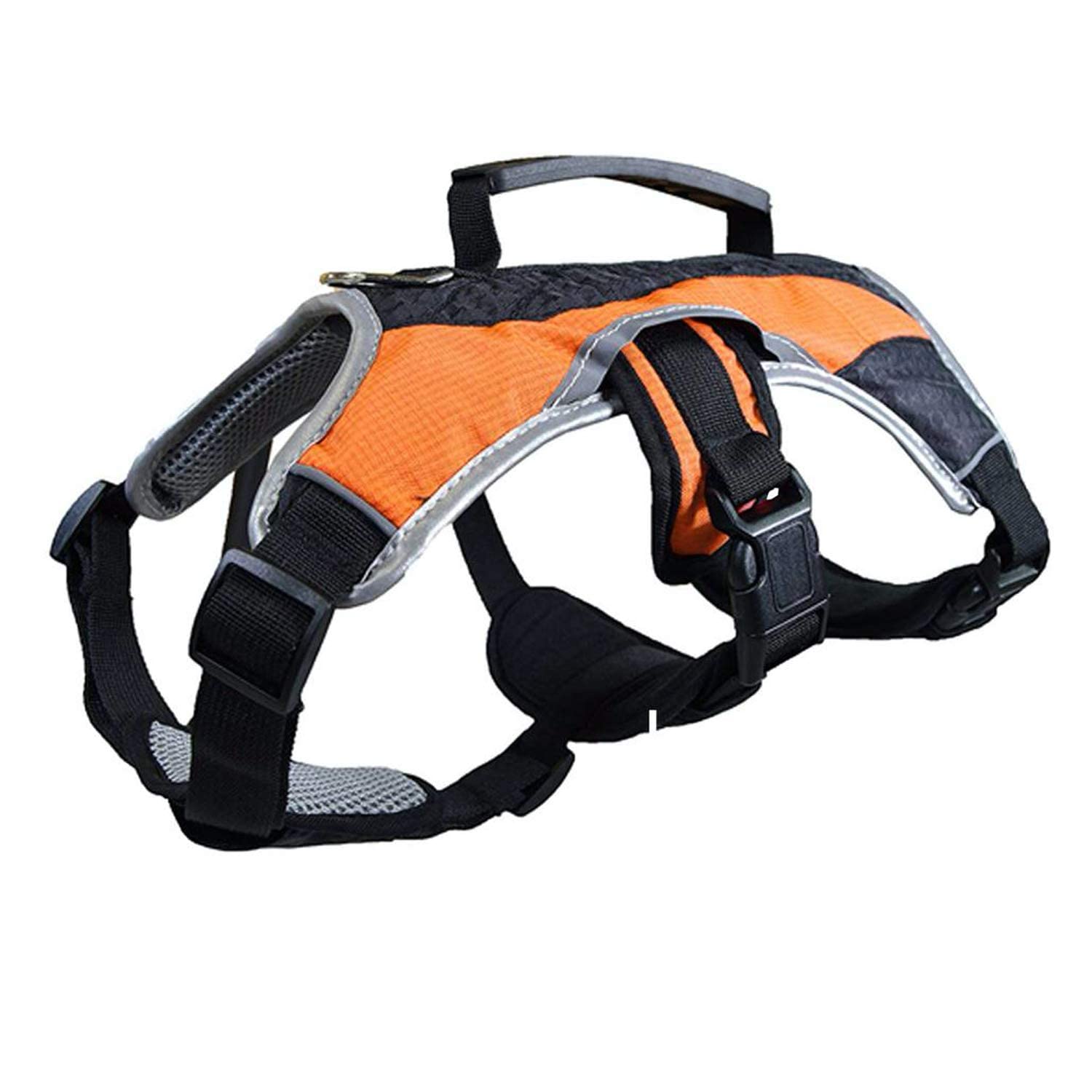 Peak Pooch - No-Pull Dog Harness - Padded, Mesh Fabric Dog Vest With Reflective Trim, Lifting Handles And Buckle Straps - Orange