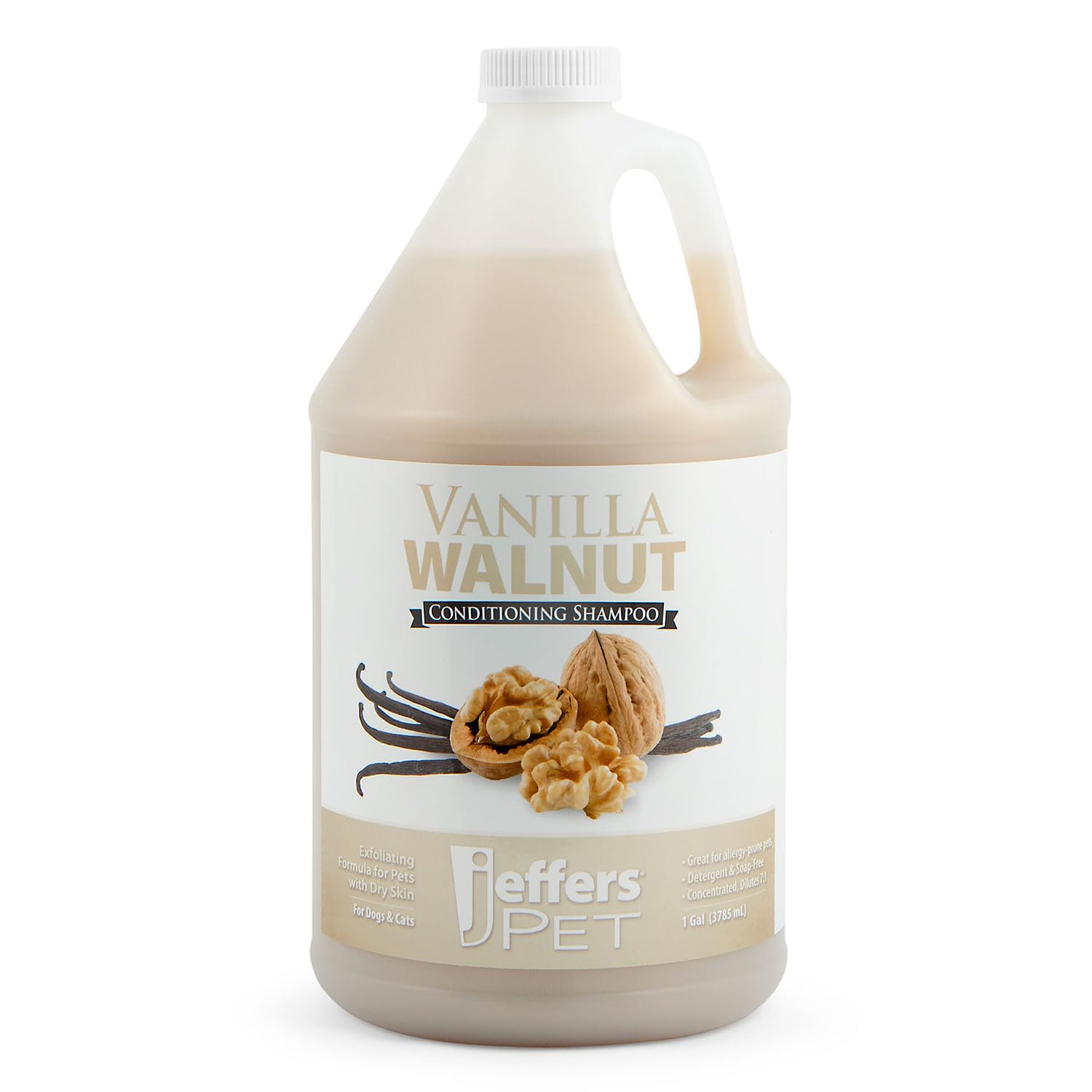 Jeffers Pet Vanilla Walnut Conditioning Shampoo For Dogs & Cats, 1 Gallon - Moisturizing, Soap Free Formula With Coconut & Vanil