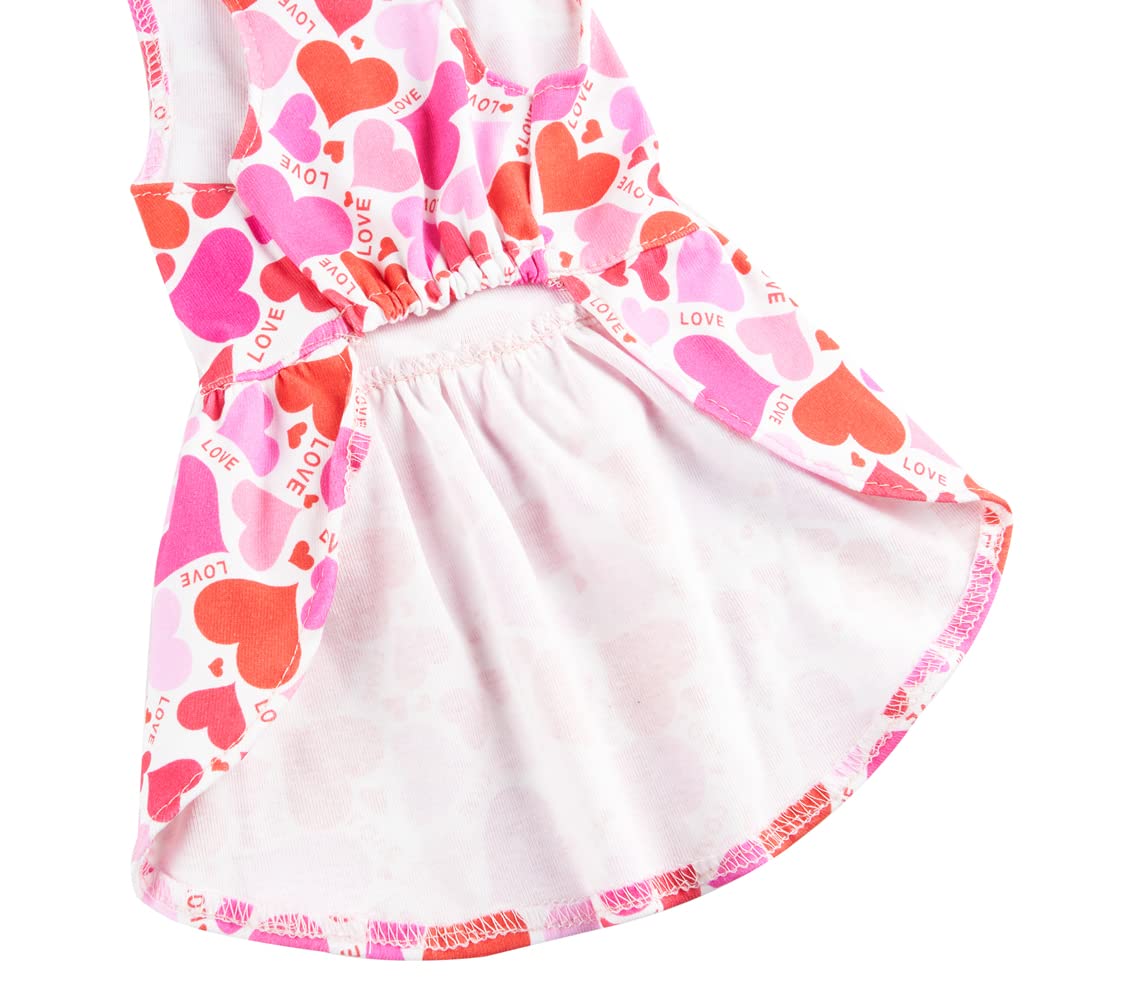 Mother'S Day Love Heart Valentines Day Dog Dress, Mom Dog Valentine Dresses Clothes For Dogs Girl, Large (L) Size