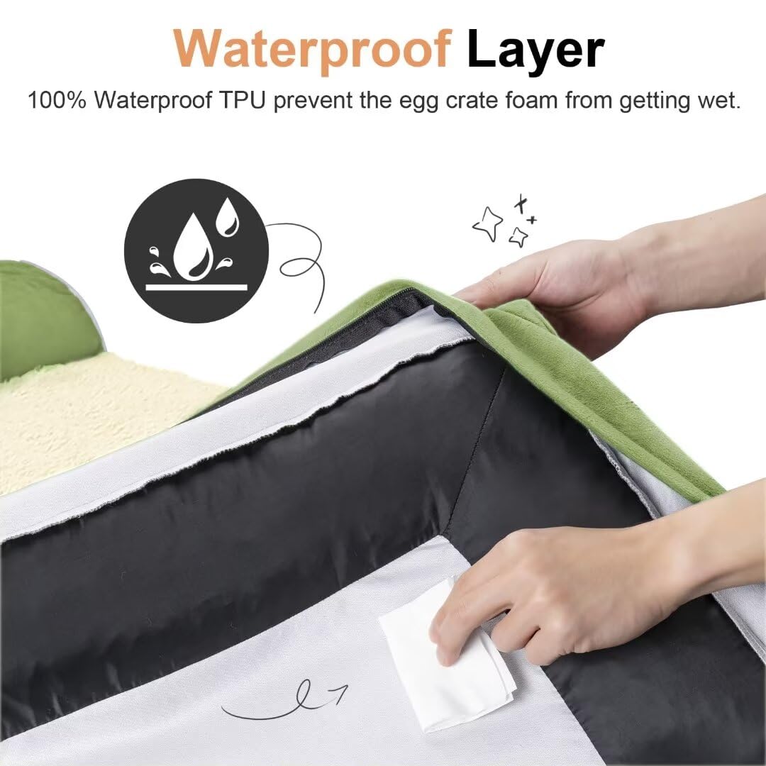 Large Dog Bed Orthopedic Washable: Beds Bolster Xxl Bed Big Xlarge Dogs Egg Crate Foam Sofa Couch Waterproof Removable Cover - Grass Green