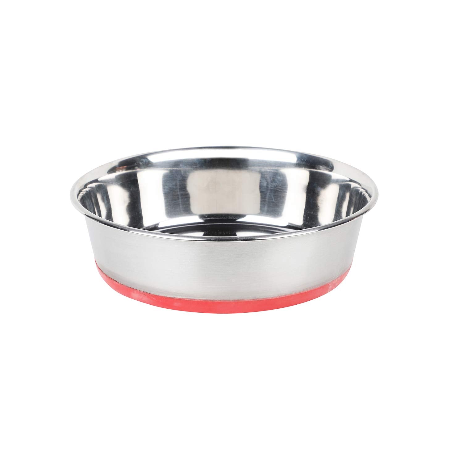 Home Bargains Stainless Steel Water & Food Feeding Pet Bowl With 100% Silicon Bonded Rubber Base | Bowl For Dogs And Cats, Red