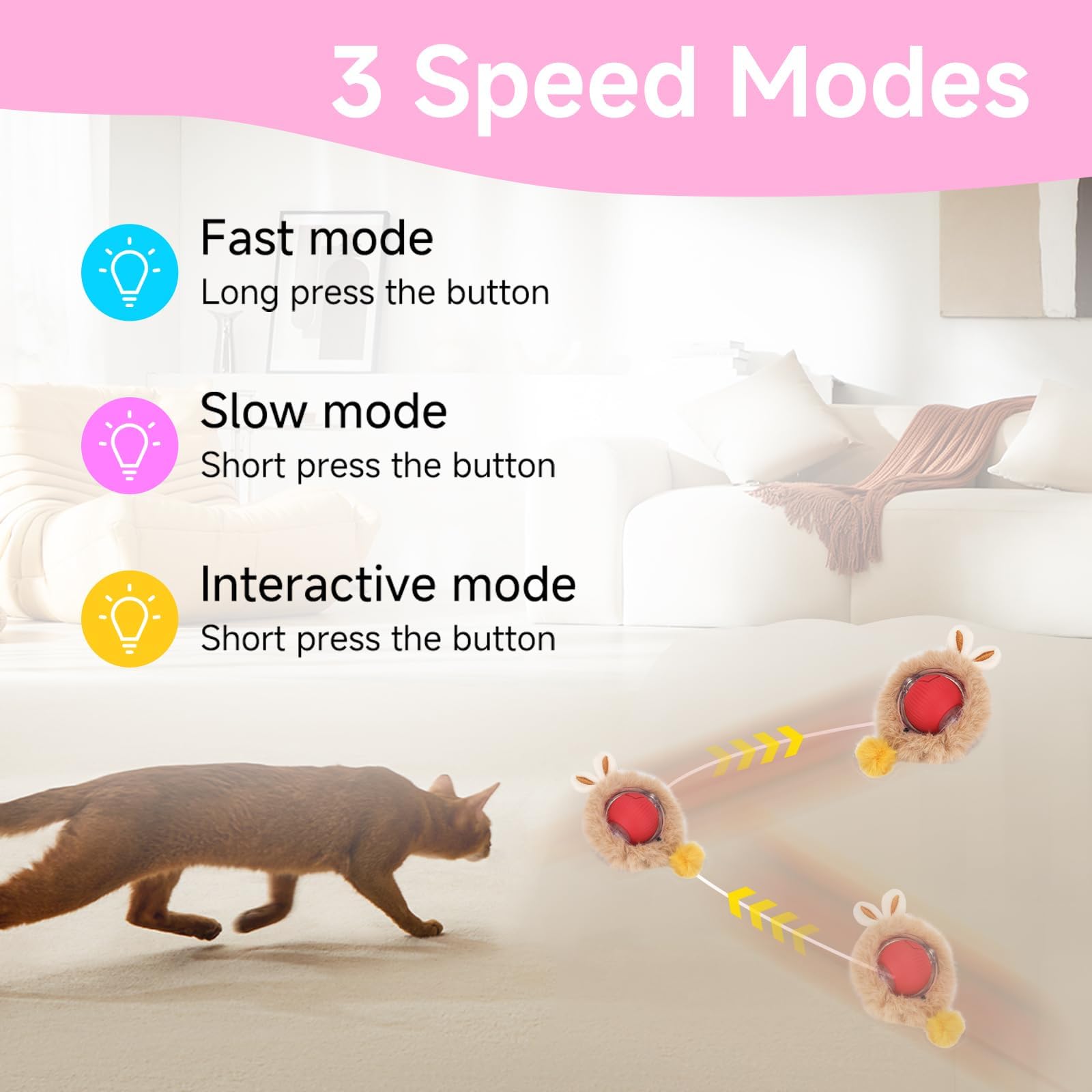 Goldsuccess Interactive Cat Toy Ball Fast Rolling In Pouch, Automatic Motion Activated Simulated Chirping Bird Sound Hide And Se