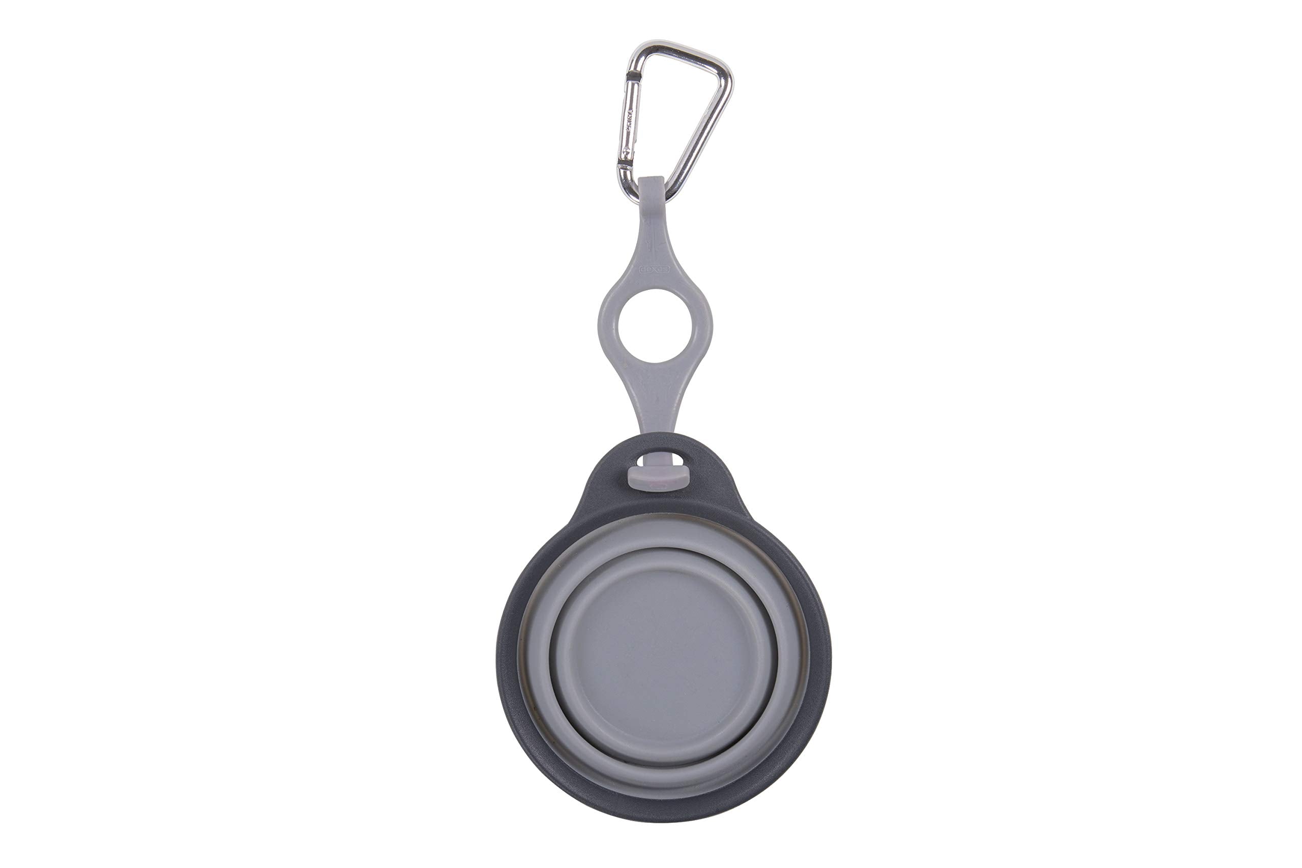 Dexas Pets Collapsible Travel Pet Cup With Bottle Holder And Carabiner, Light Gray