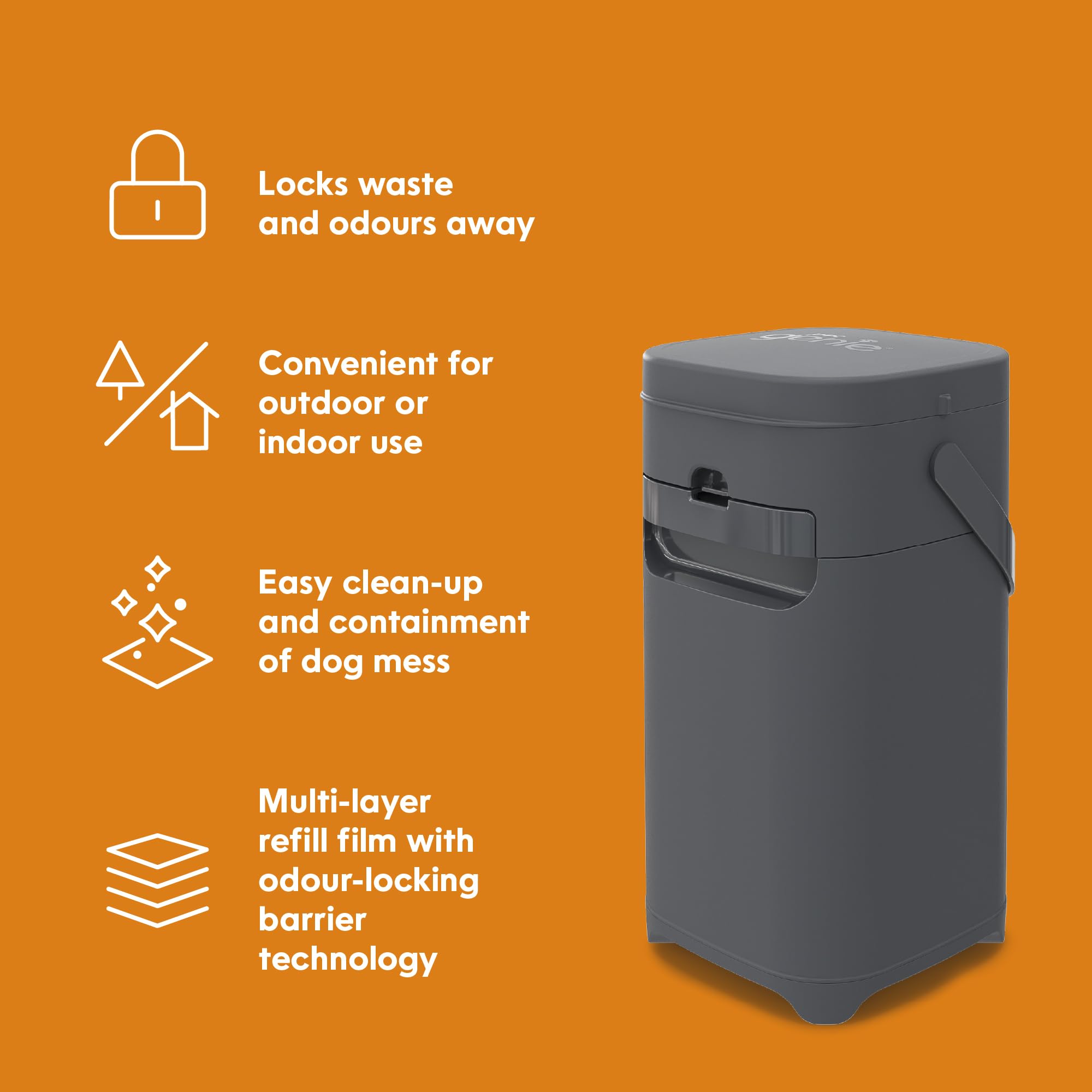 Pet Genie Grey Dog Waste Disposal System | Indoor & Outdoor Odor Control | Includes 1 Refill Bag | 2 Piece Set