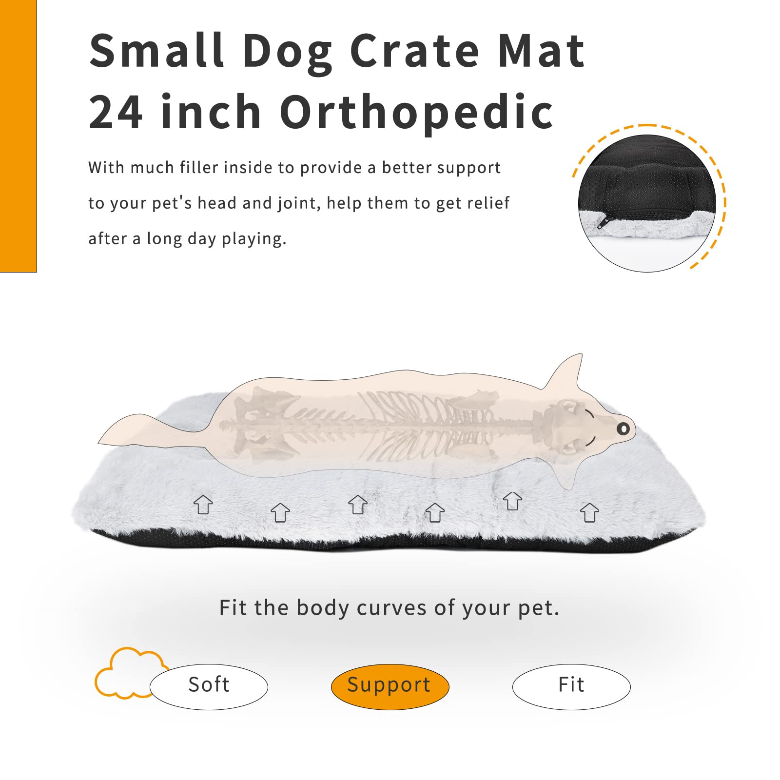 Wrkfree Small Dog Crate Beds 18 Deluxe Plush Dog Kennel Mat Fulffy Comfy Anti-Slip Pet Sleeping Mat For Tiny Dogs Breeds 18 X 12