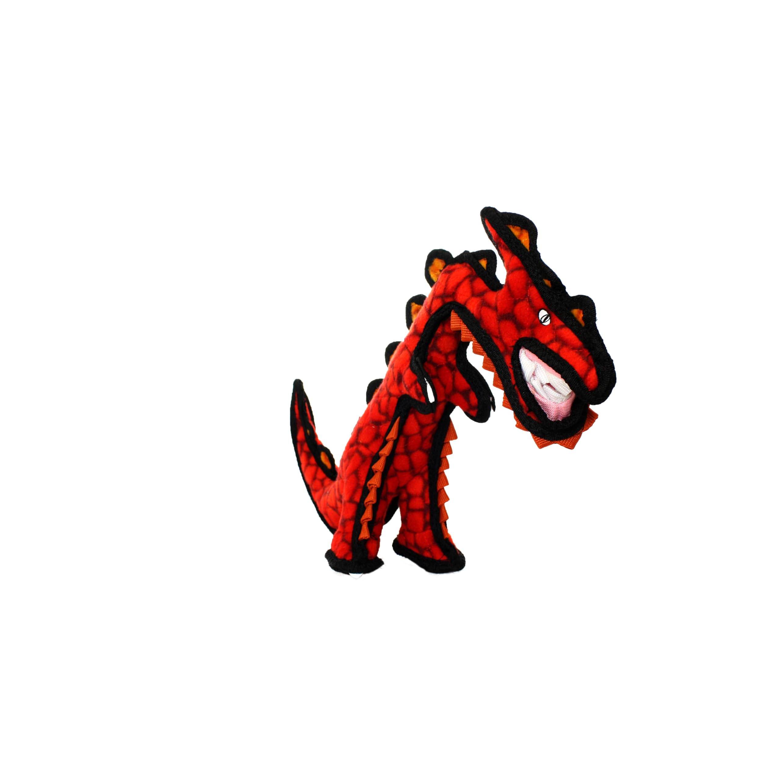 TUFFY Junior Dinosaur Destructosaurus Dog Toy - Durable, Interactive, Machine Washable, Red, Perfect for Tug, Toss & Fetch