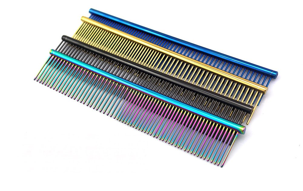 Zocr Stainless Steel Pet Comb For Dogs Cats, Pet Grooming Comb With Different Spaced Rounded Teeth (Colorful)