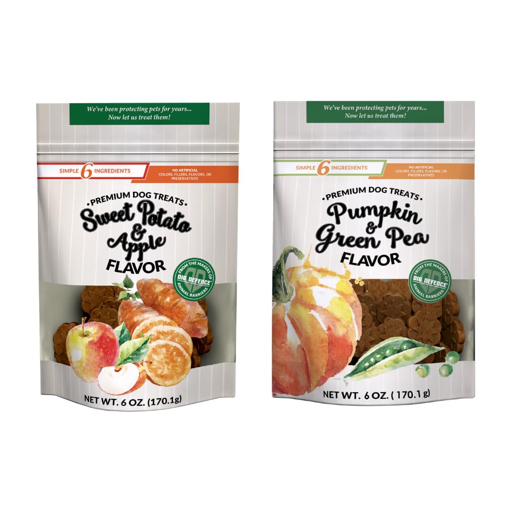 Dig Defence Premium Dog Treats - Pumpkin/Green Pea and Sweet Potato/Apples, Natural Ingredients, Baked Gourmet Snacks for Small