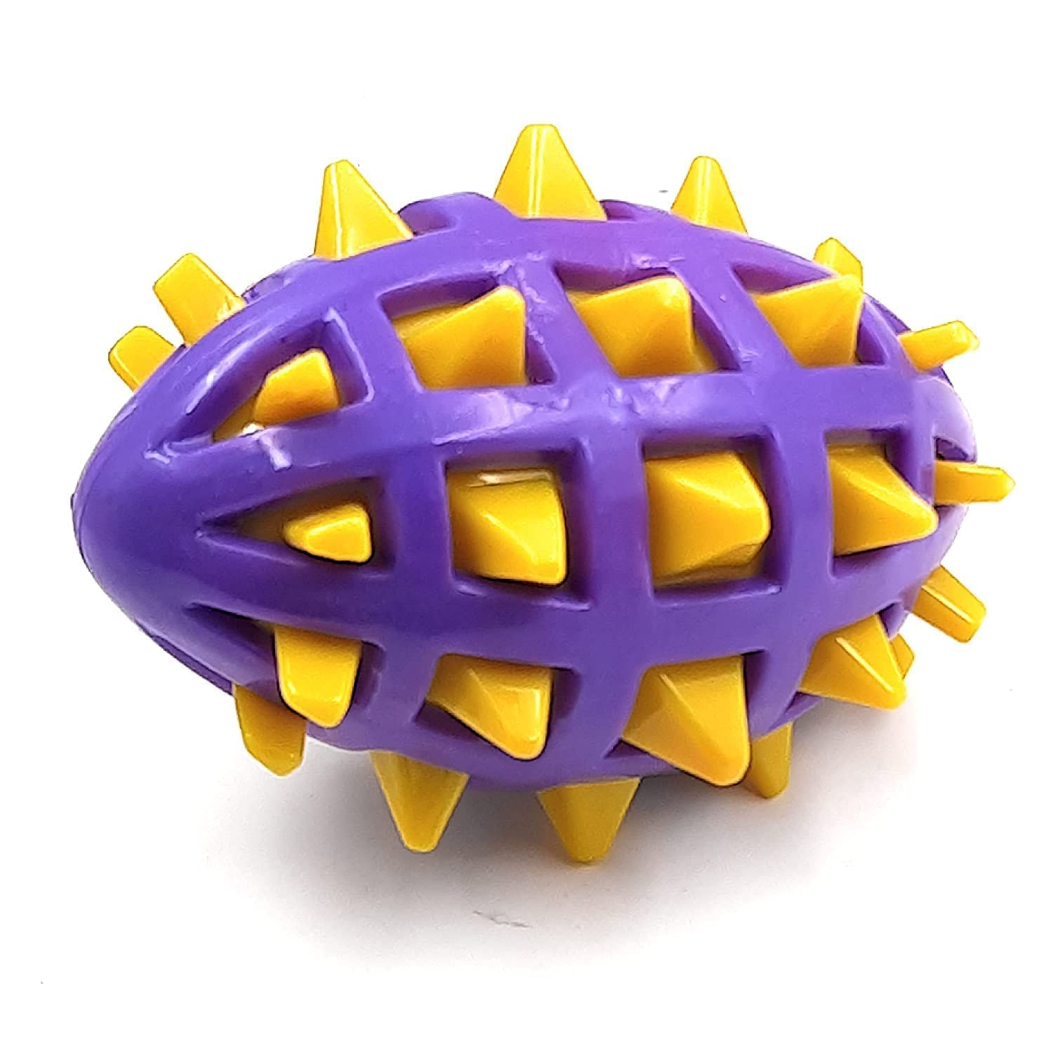 Kspups Spiky Rugby Shaped Squeaky Ball For Dogs | Durable Rubber Chew & Teething Toy For Puppies & Adult Dogs | Interactive Boun
