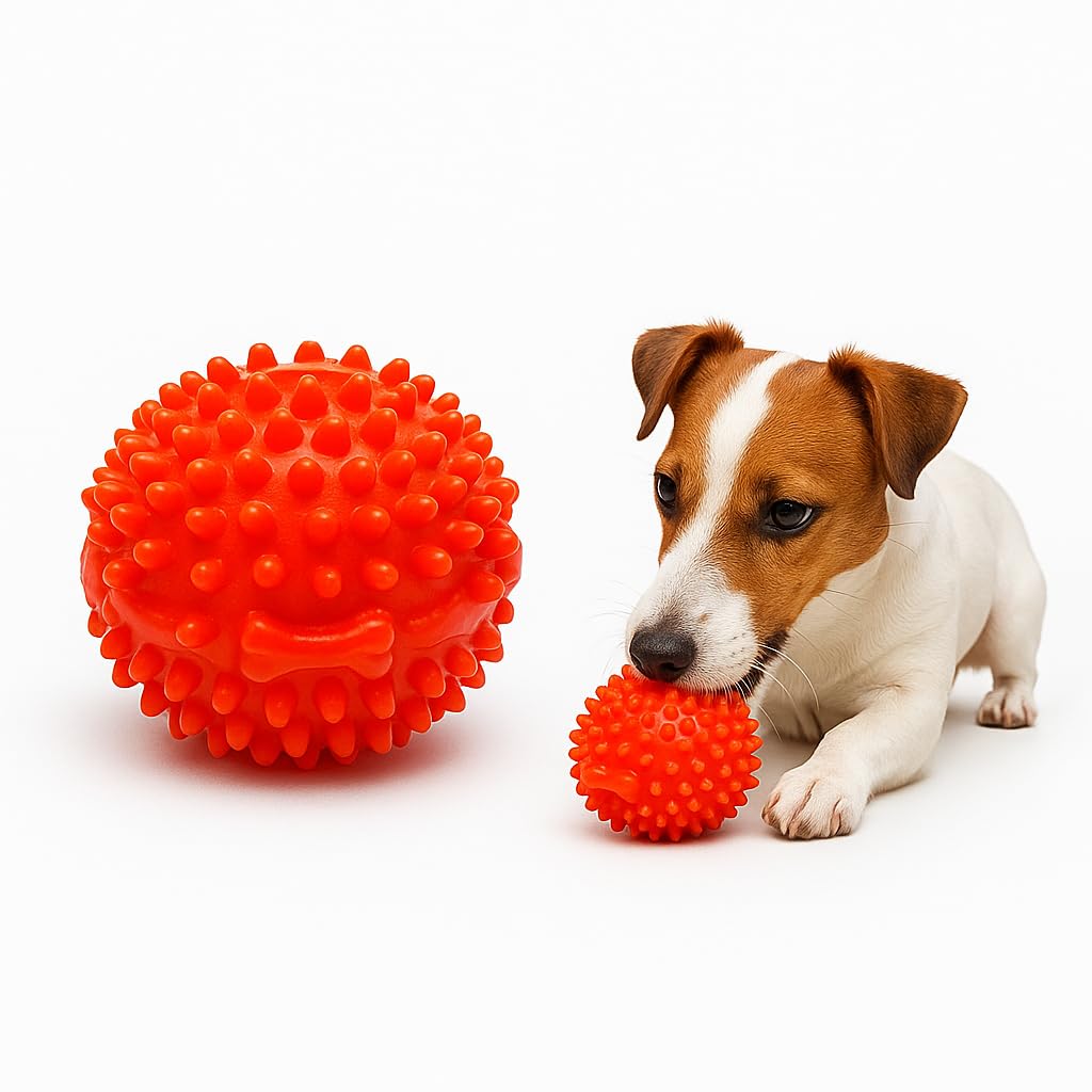SHOPMEFAST 3Inch Spike Bounce Ball Dog Toy  Interactive Pet Fun Play for All Breeds, Durable & Safe Playtime Toy