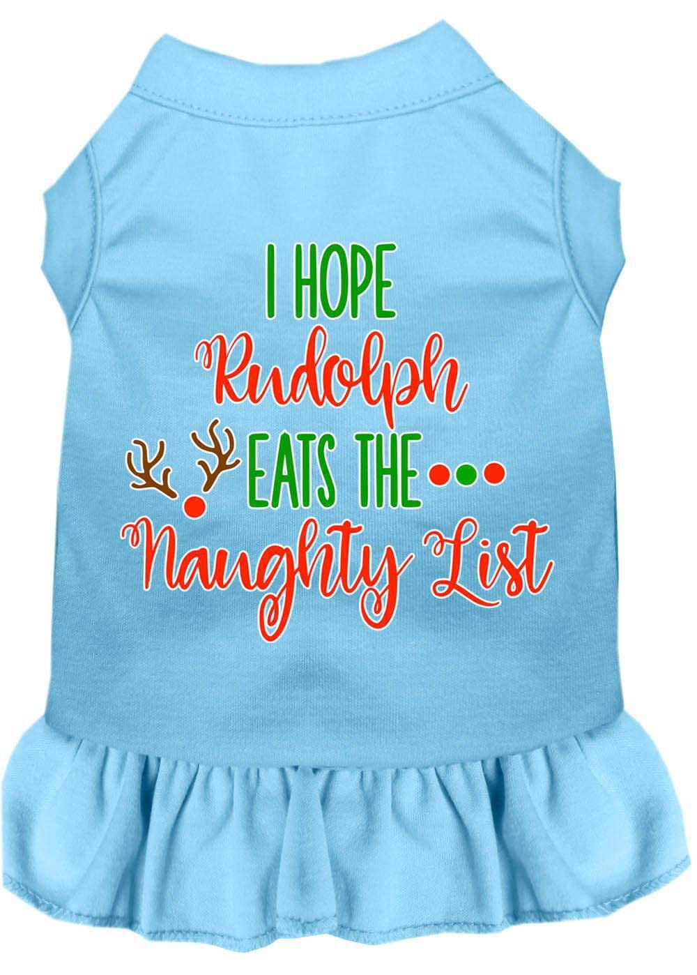 Christmas Pet Dog & Cat Dress Screen Printed, "I Hope Rudolph Eats The Naughty List" White 3XL (25-35 lbs.)