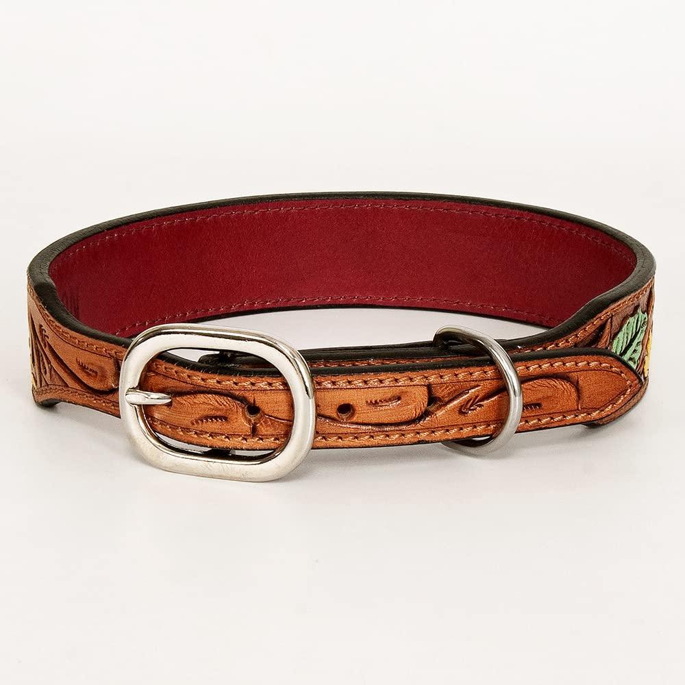 Hilason Tan Small Strong Genuine Leather Dog Collar Painted Small | Dog Collar | Leather Dog Collar | Painted Dog Collar