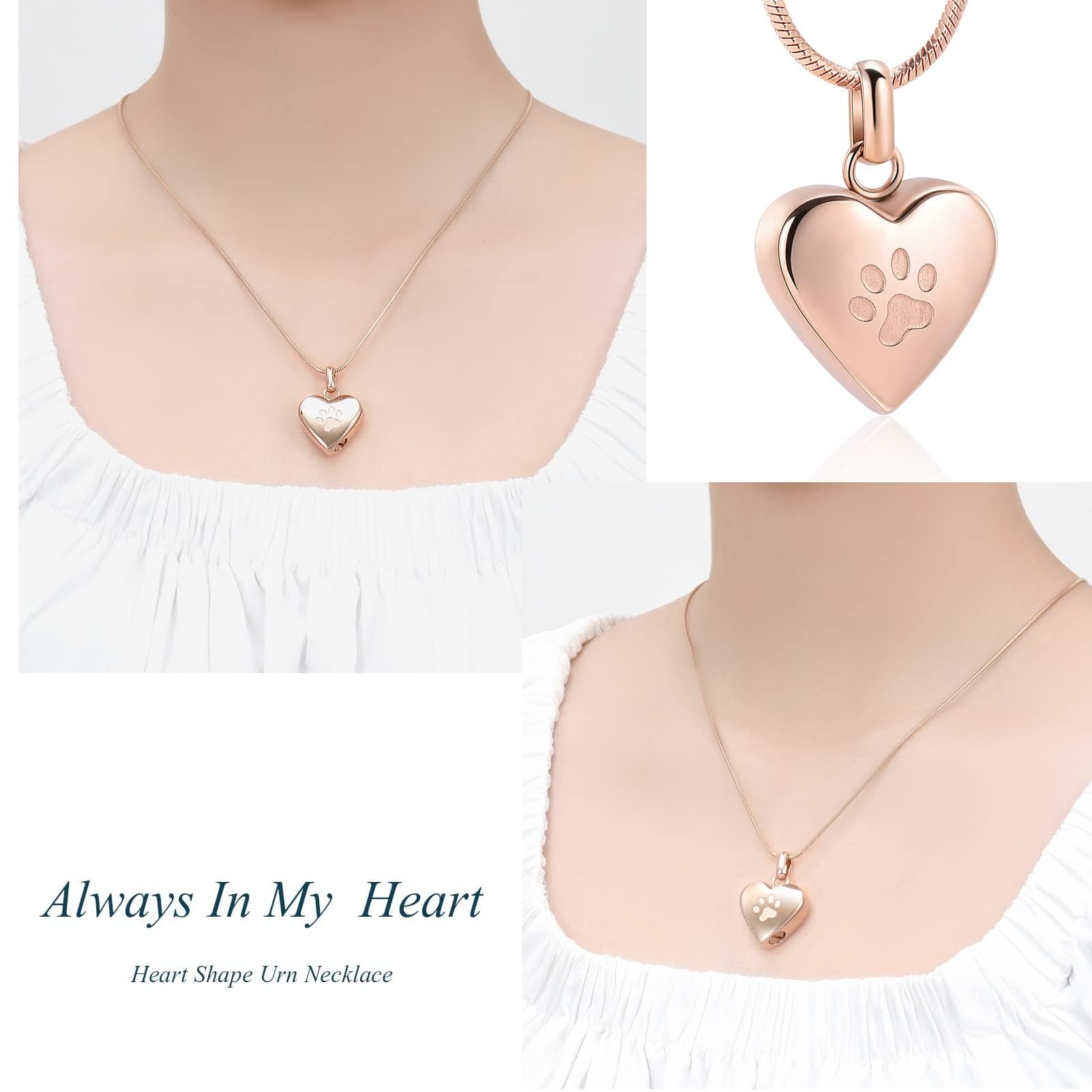 Zeqingjw Pet Cremation Jewelry For Ashes Pendant Paw Print Pet Heart Urn Necklace Memorial Keepsake Jewelry For Pet/Dog'S/Cat'S Ashes