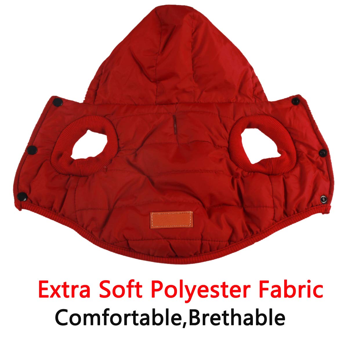 Vecomfy Fleece Lining Extra Warm Dog Hoodie In Winter For Large Dogs Jacket Pet Coats With Hooded,Red Xxxl