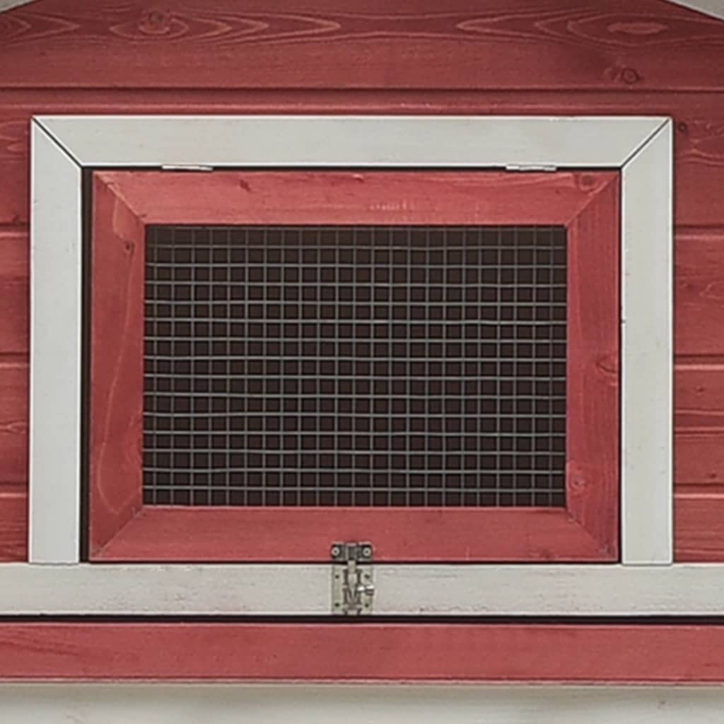 Vidaxl Rabbit Hutch Red 119.3'X23.6'X33.9' Solid Pine & Fir Wood