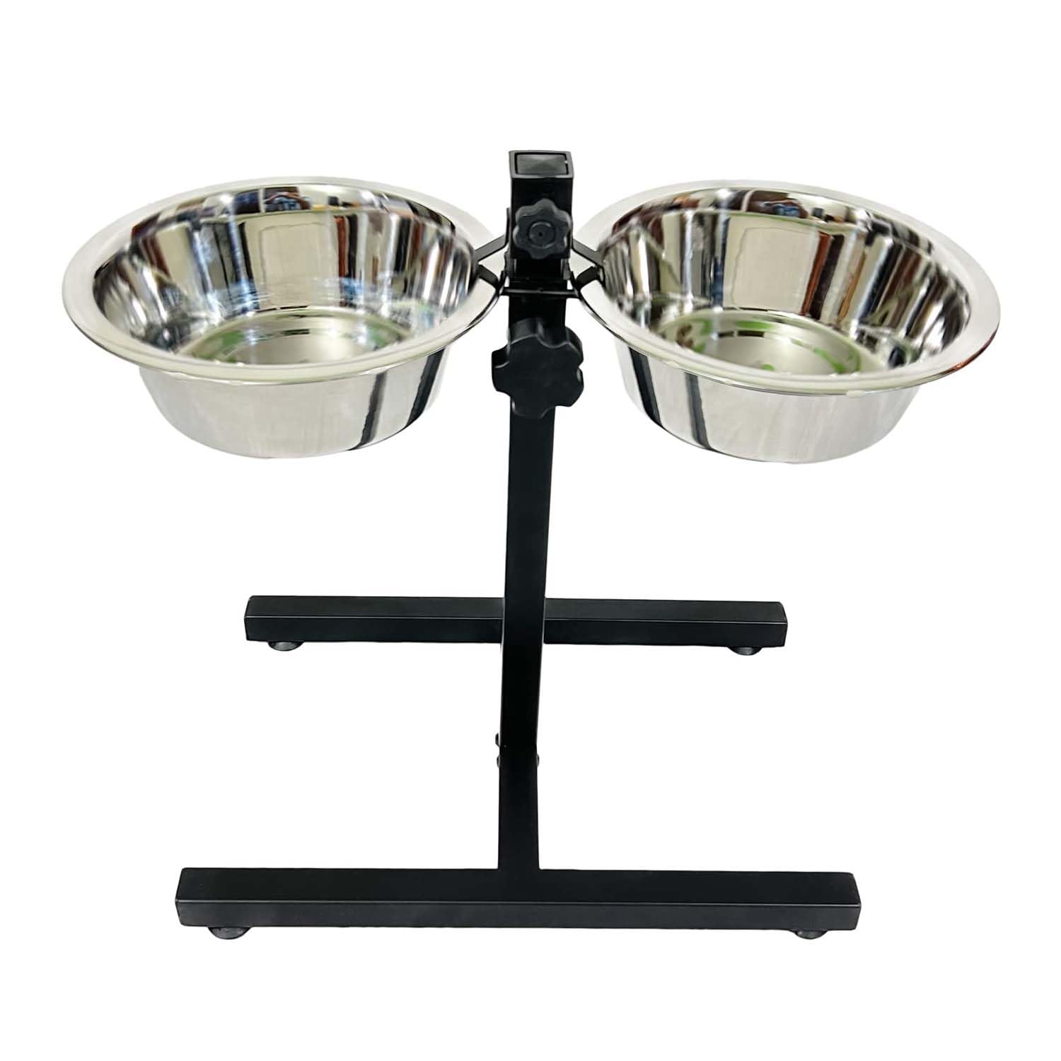 Woofy Pets Double Stainless Steel Food And Water Bowl | Adjustable Elevated HBase Feeding & Watering Bowl | Stand Bowl For Smal