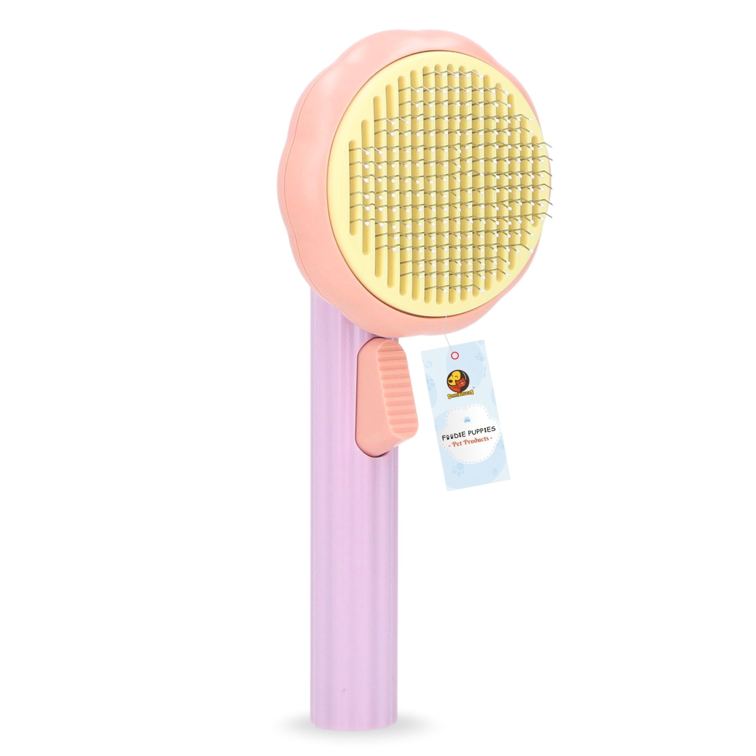 Foodie Puppies Grooming & Cleaning Thin Slicker Brush For Dogs & Cats  (Pumpkin Head Slicker) | Self Clean Brush For Shedding |