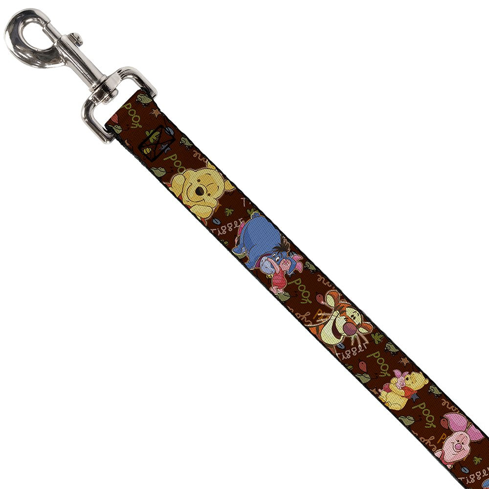 Buckle-Down Pet Leash - Winnie The Pooh Character Poses - 6 Feet Long - 1/2' Wide