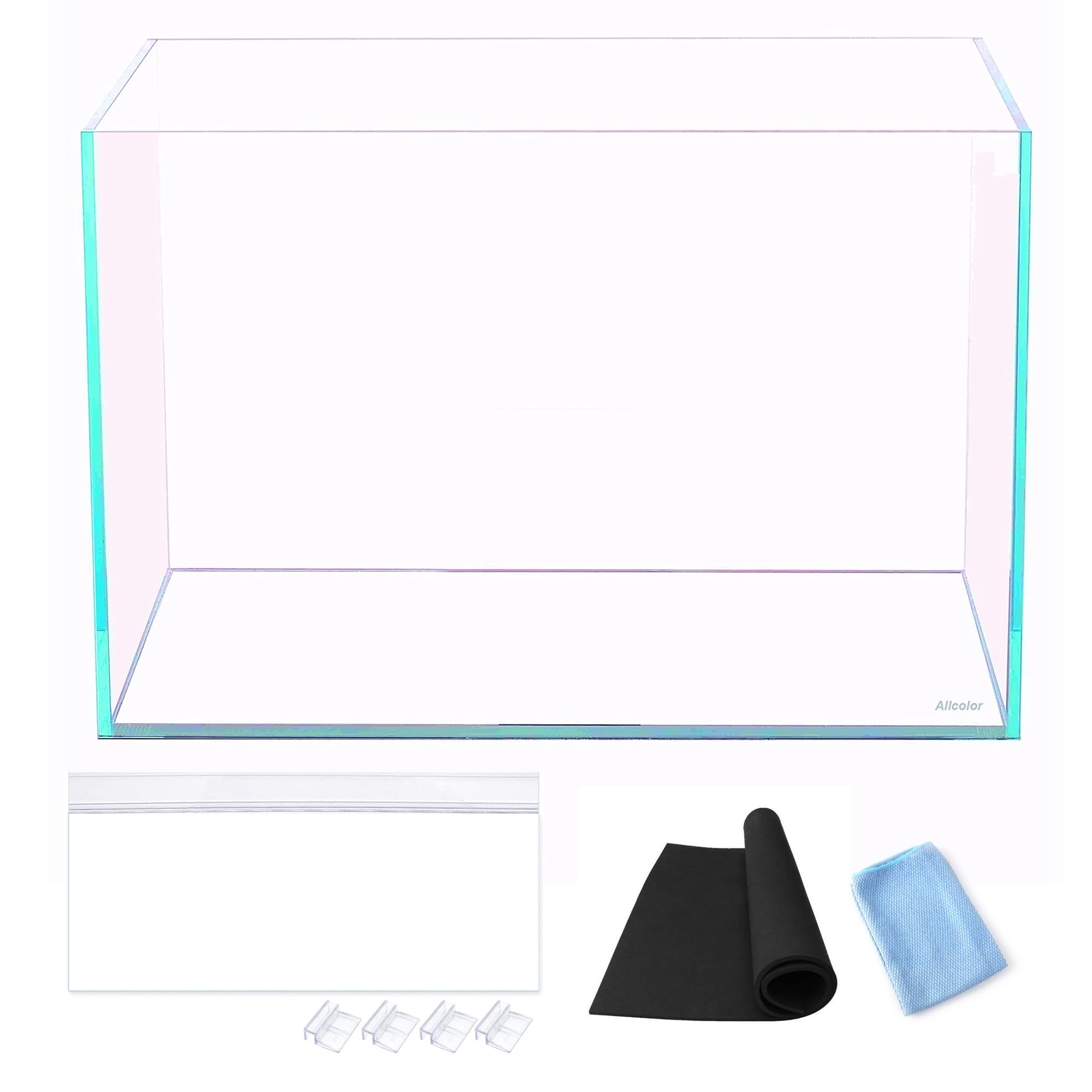 Allcolor Ultra Clear Rimless Aquarium Tank 2-22 Gallons Low Iron Glass (6Gal)
