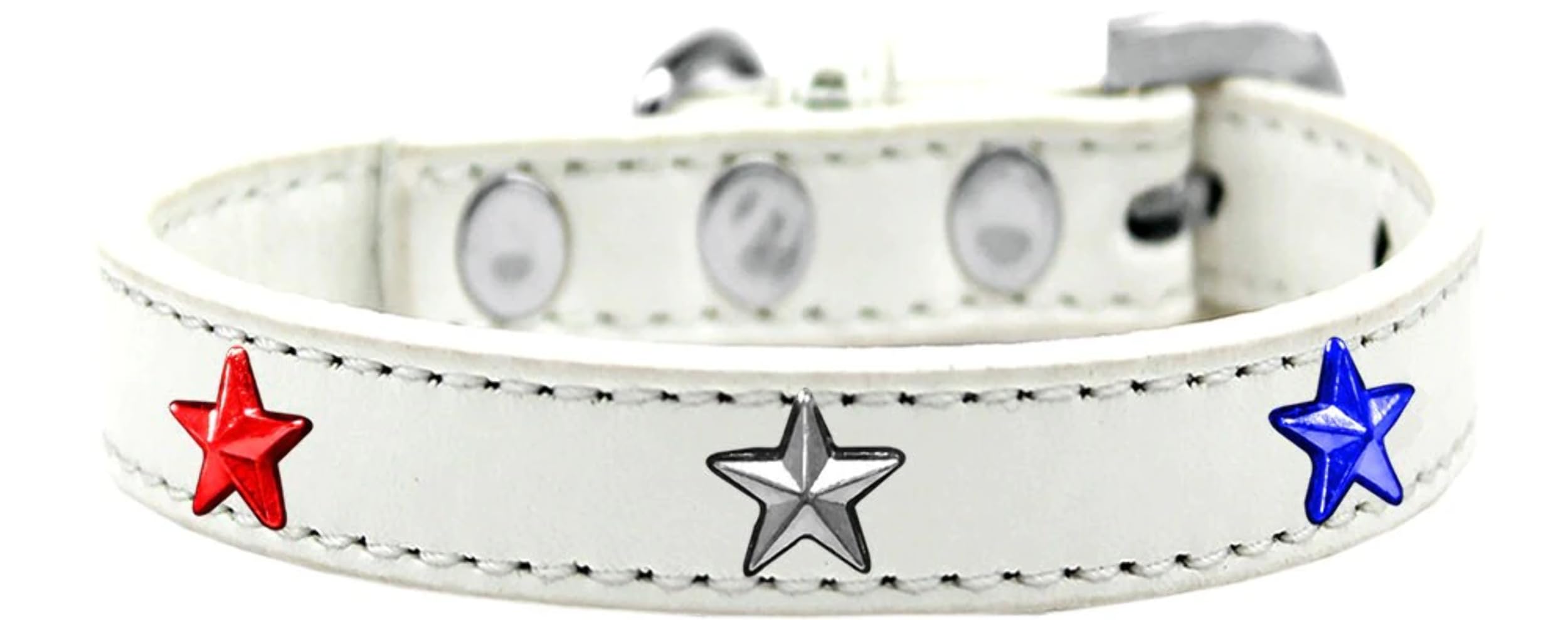 Dog, Puppy and Pet Widget Fashion Collar, "Red, White & Blue Stars" Aqua 20