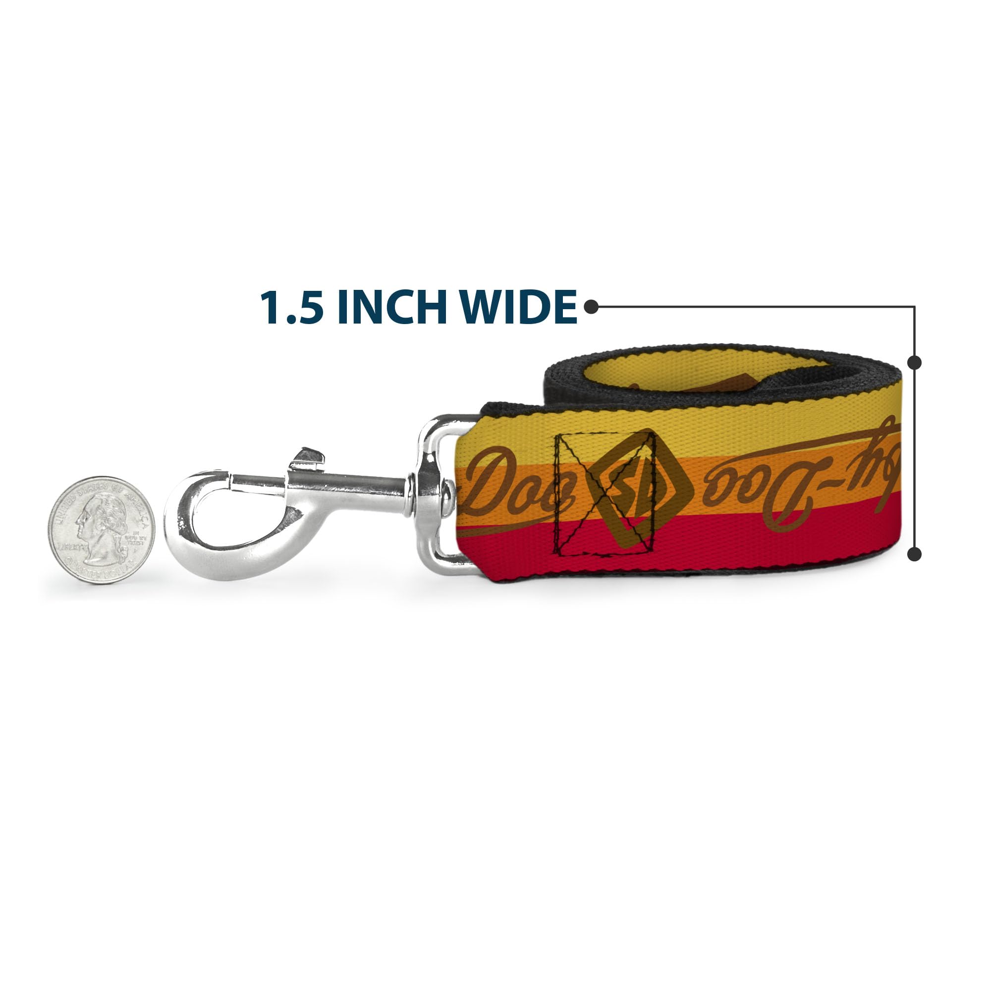 Dog Leash Scooby Doo Script Sd Icon Stripe Yellow Orange Red Brown 6 Feet Long 1.5 Inch Wide