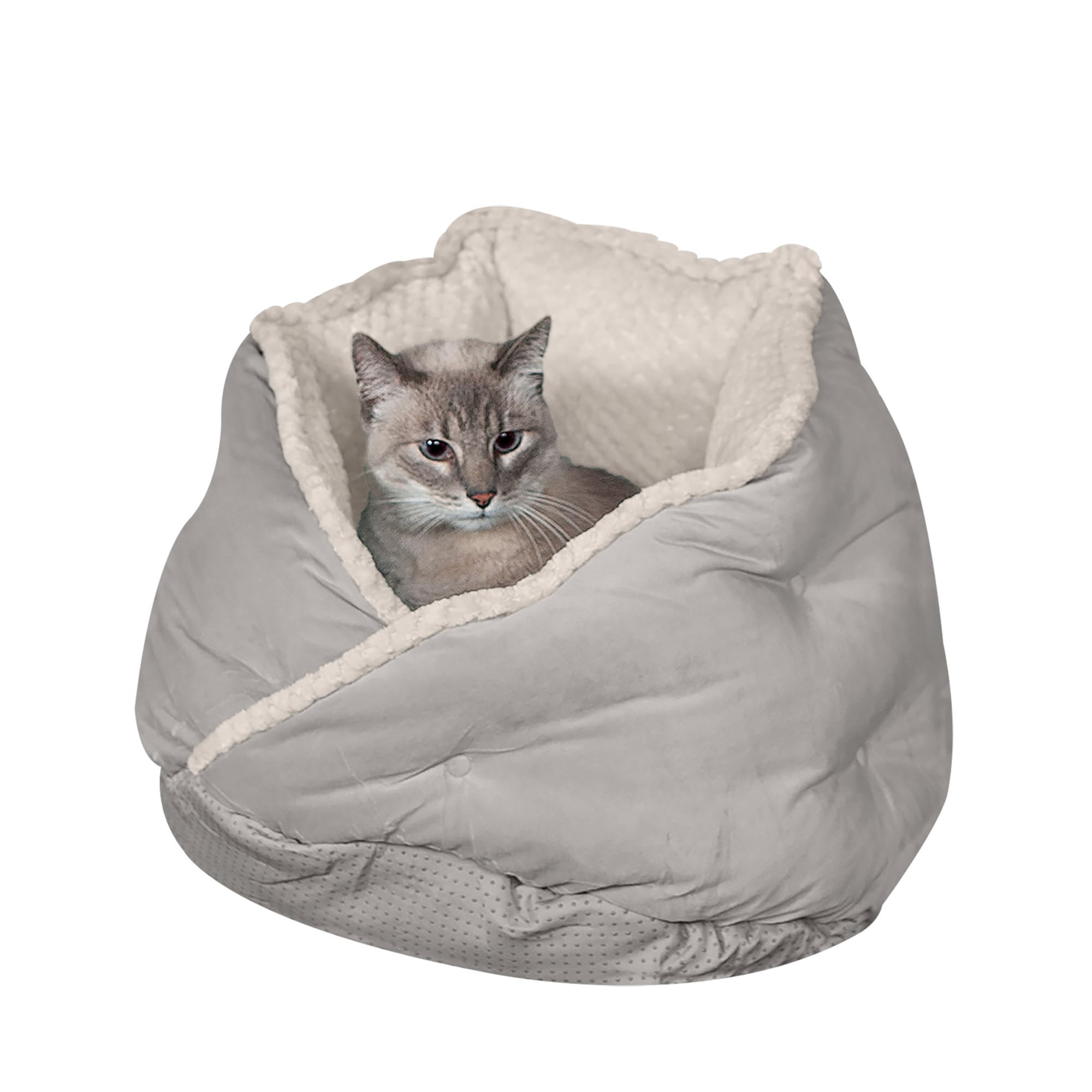 Furhaven 18 Round Pet Bed For Indoor Cats & Small Dogs, 100% Washable, For Pets Up To 14 Lbs - Minky Plush & Velvet Hug Bed - 
