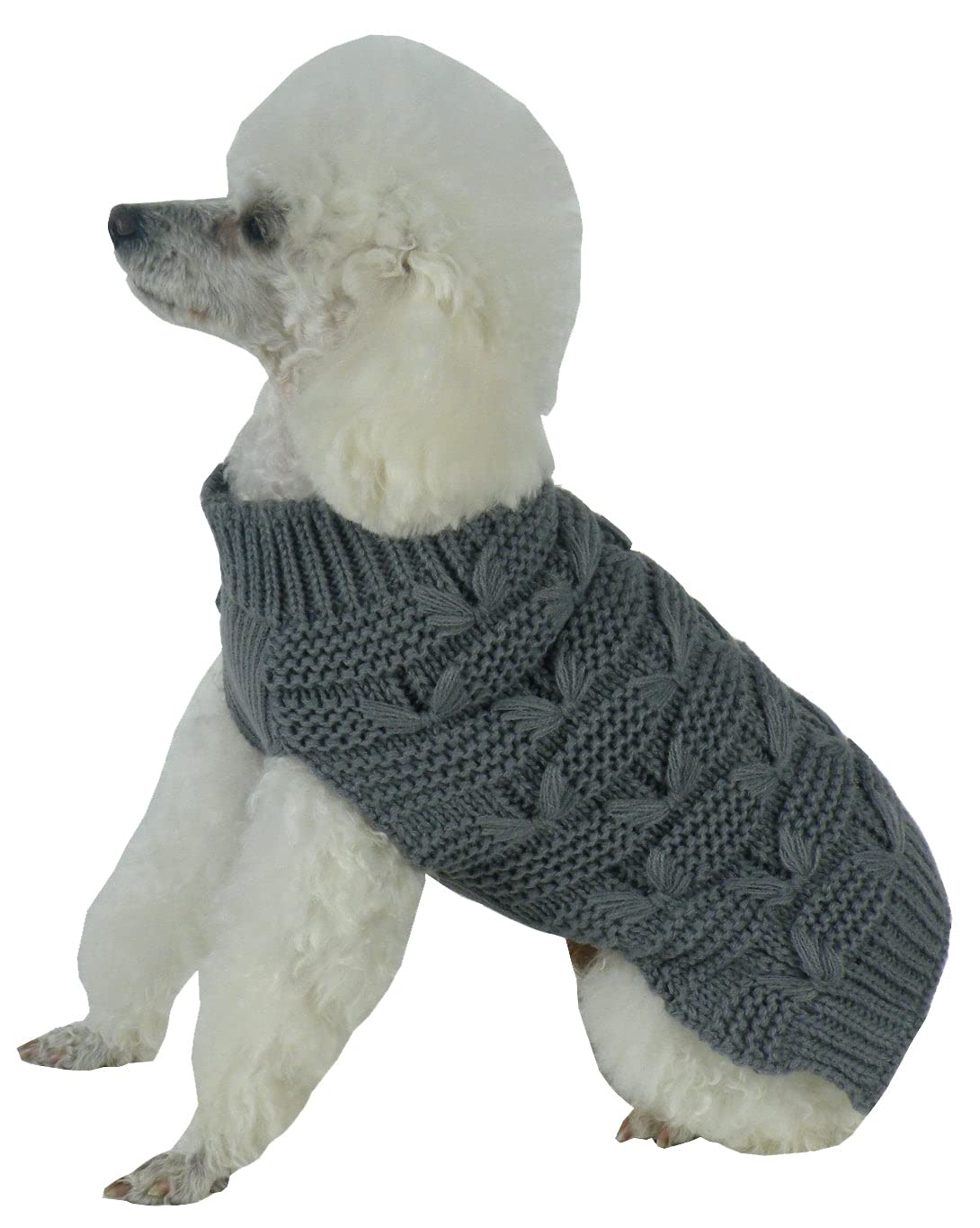Pet Life  Butterfly Stitched Fashion Pet Sweater - Designer Heavy Cable Knitted Dog Sweater with Turtle Neck - Winter Dog Clothe