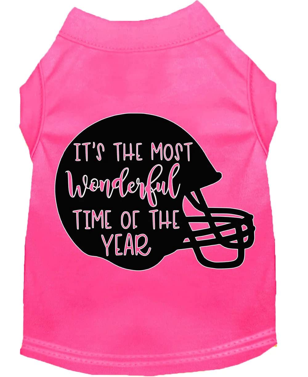 Pet Dog & Cat Shirt Screen Printed, "It's The Most Wonderful Time Of The Year (Football)" Blue 2XL (20-25 lbs.)