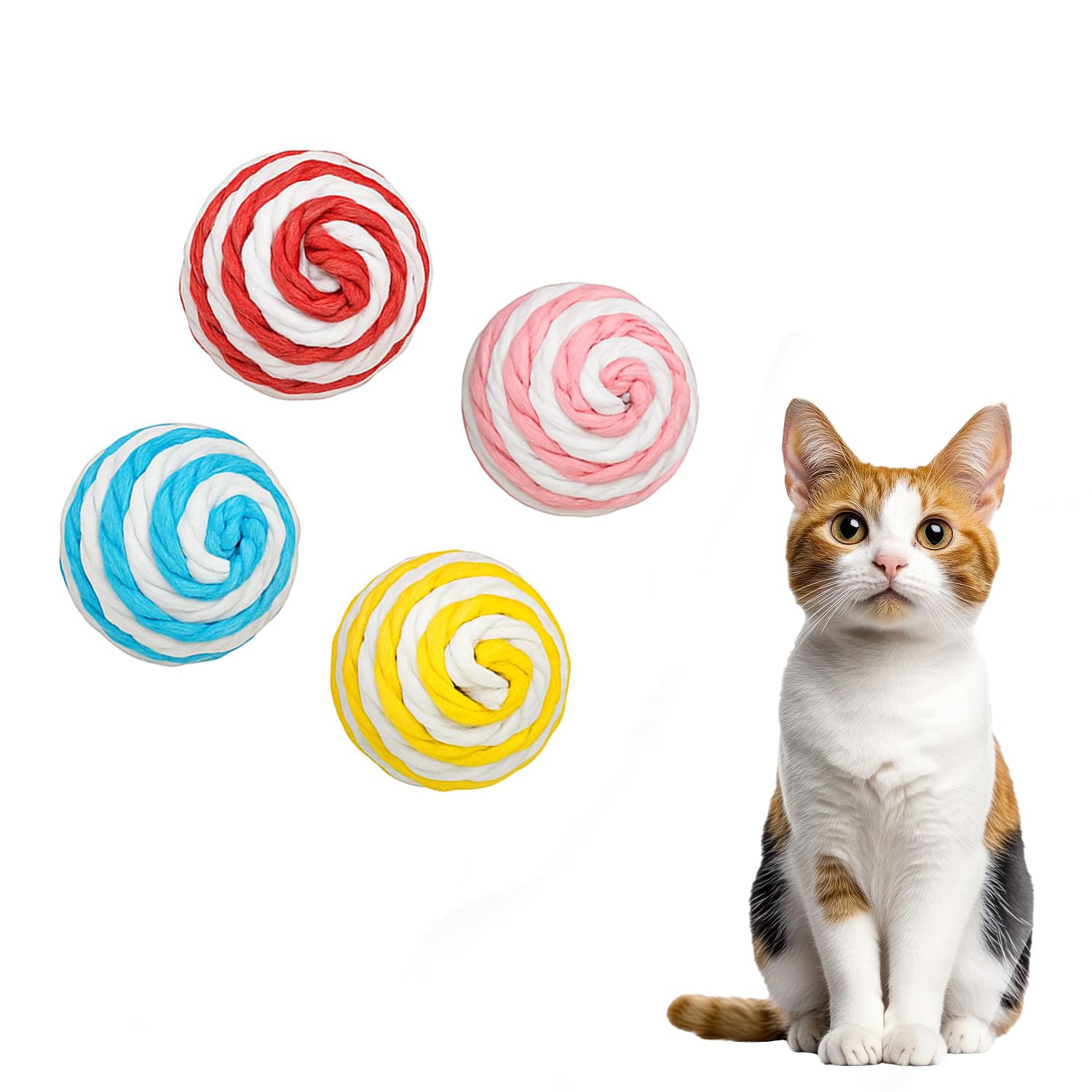 Petbabas Interactive Cat Toy Balls | 4 Pack Colourful Play Balls | Durable And Lightweight For Chase | Indoor Exercise Toys | Re