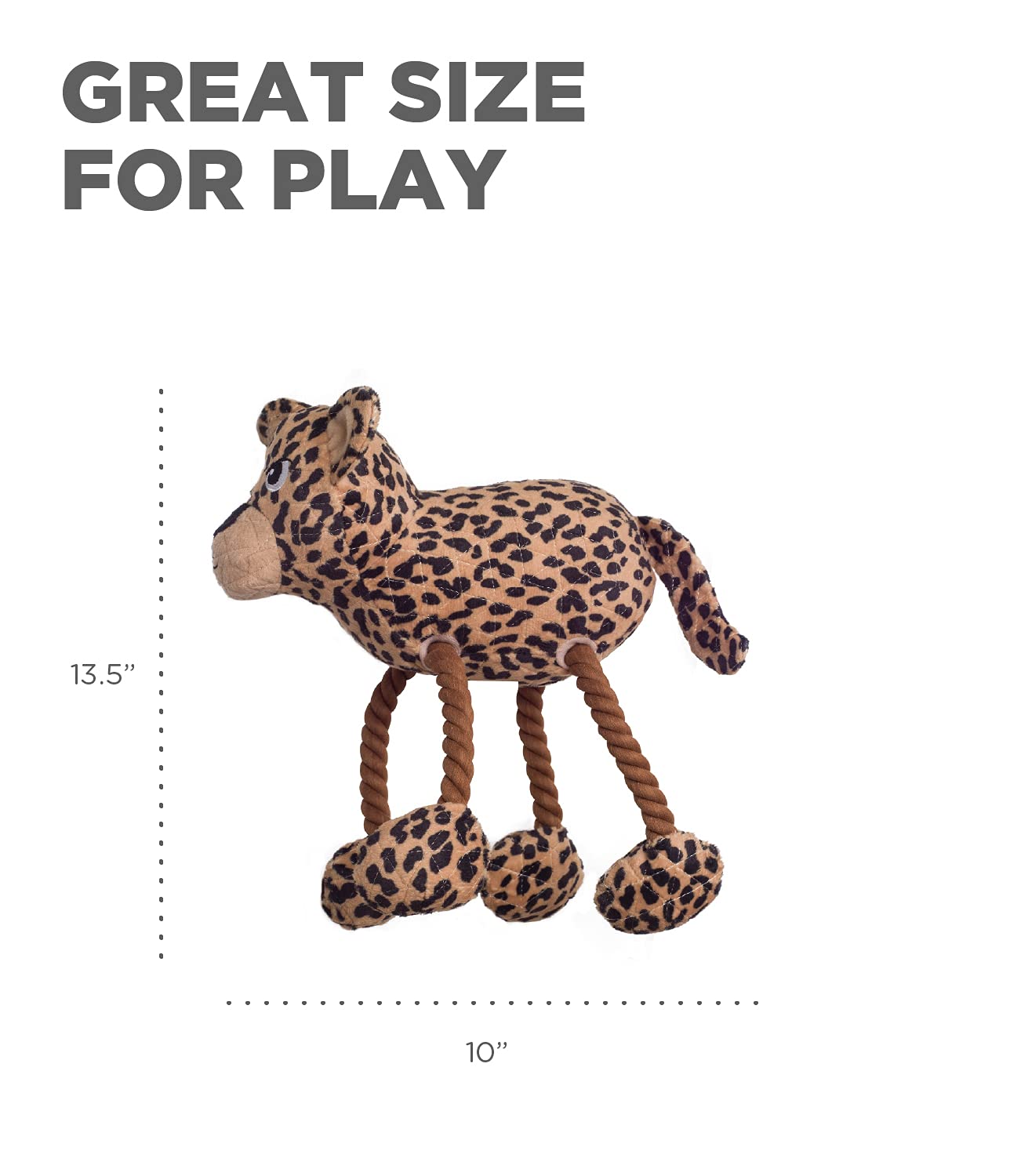 Outward Hound Tuggy Buddyz Medium Leopard Squeaky Rope Dog Toy - Durable Polyester Material