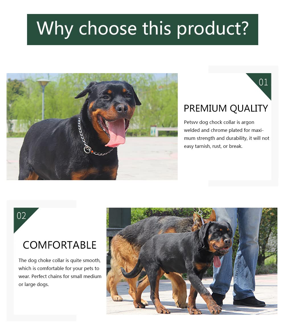 Pets Vv 3 Pack Dog Collar Chain, Stainless Steel Training Collar For Dogs