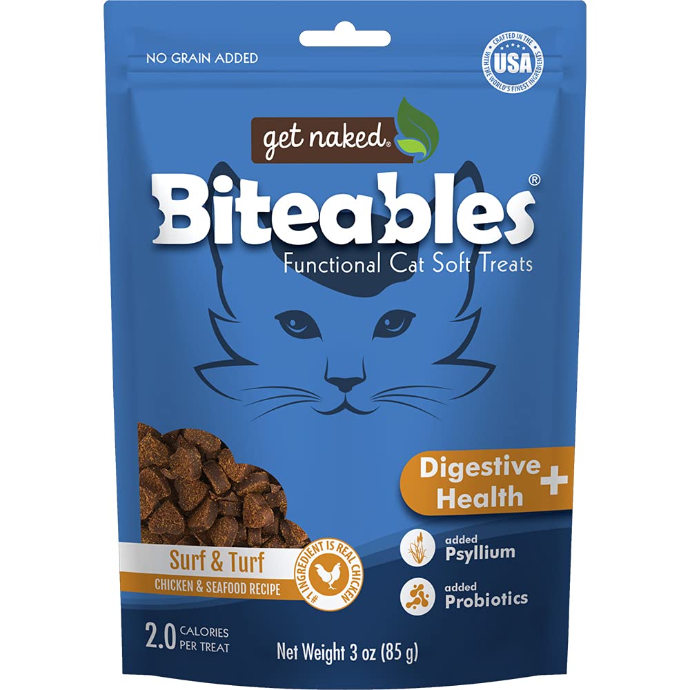 Get Naked Digestive Health Biteables Soft Cat Treats Surf and Turf Flavor