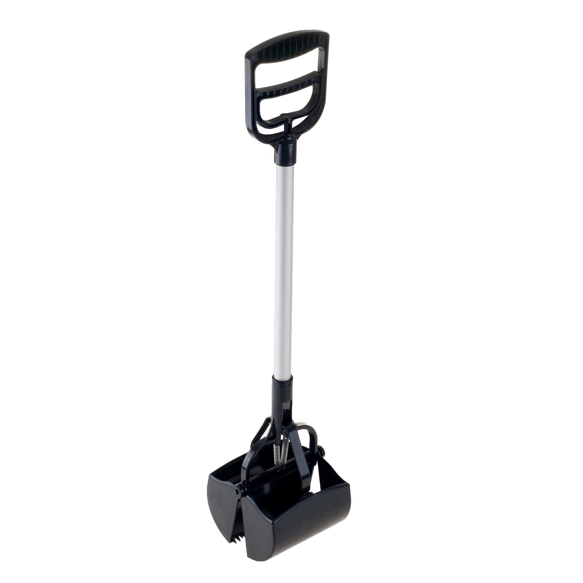 Pet Pooper Scooper - Plastic and Aluminum Cat and Dog Poop Grabber with Long Handle - Enables One-Handed Use on Concrete and Gra