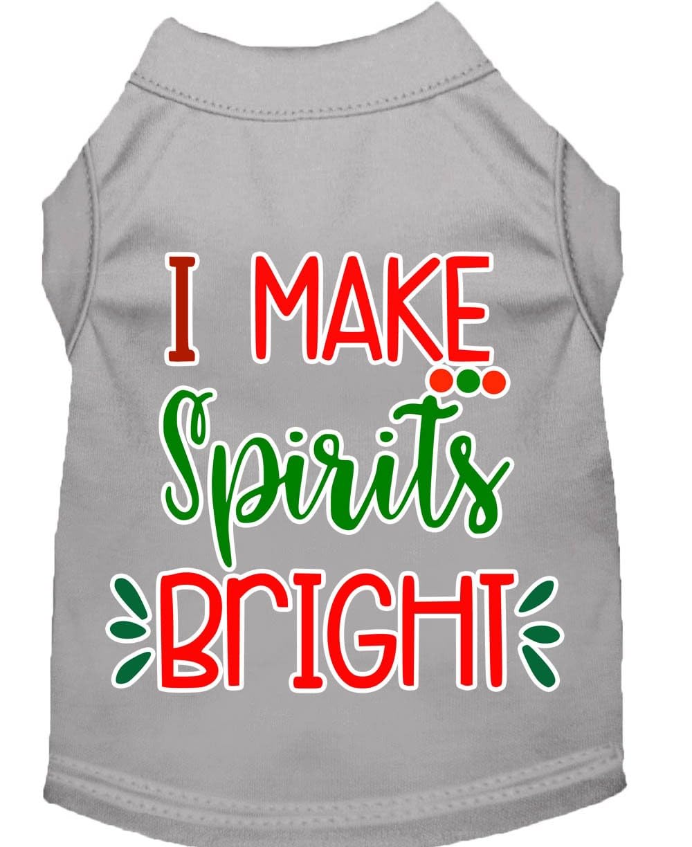 Christmas Pet Dog & Cat Shirt Screen Printed, "I Make Spirits Bright" Black LG (10-14 lbs.)