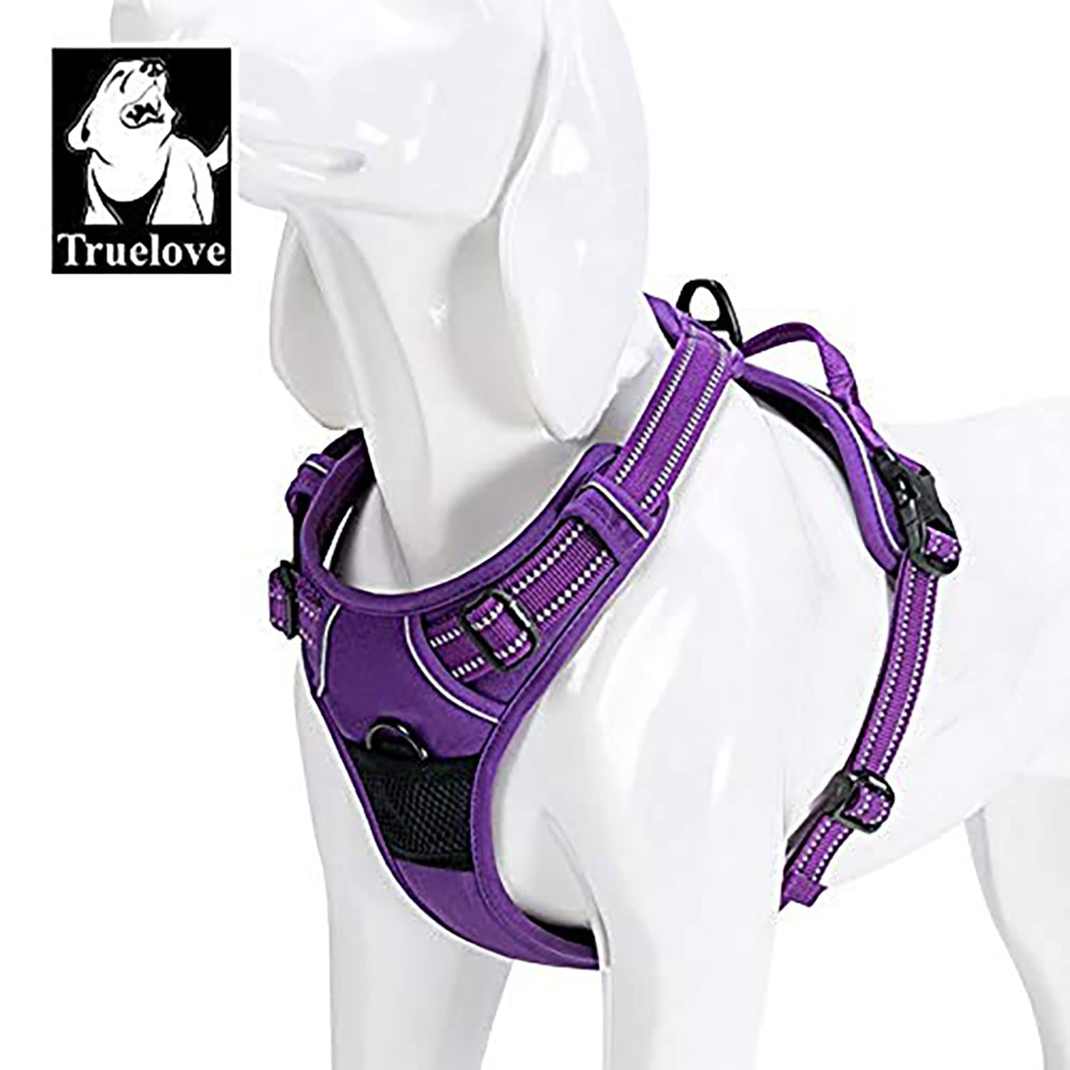 True Love Adjustable No-Pull Dog Harness Reflective Pup Vest Harnesses Comfortable Control Brilliant Colors Truelove Tlh5651(Purple,L)