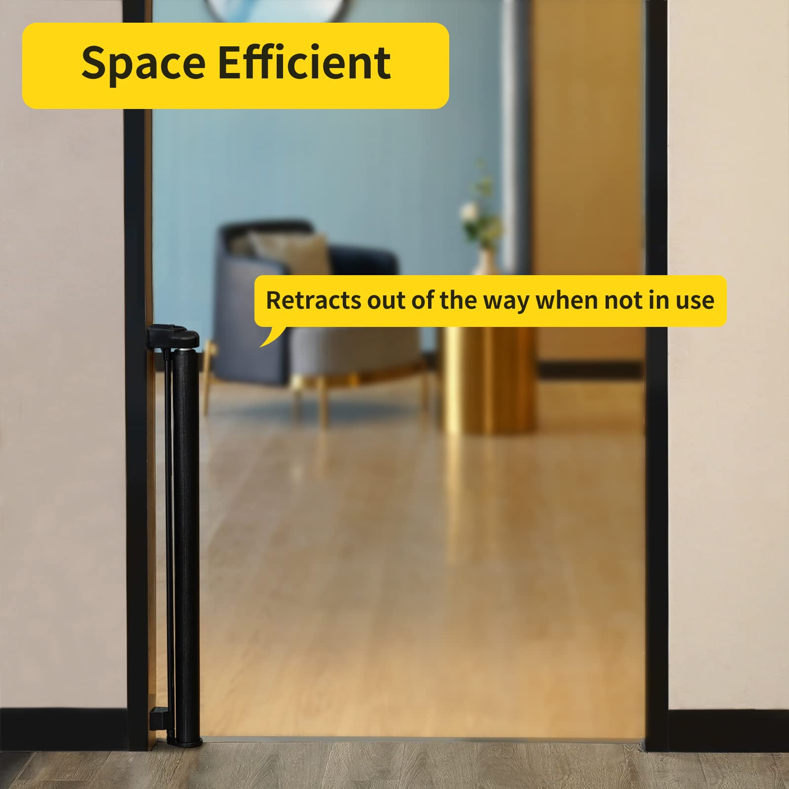 dearlomum Retractable Baby Gate,Mesh Baby Gate or Mesh Dog Gate,33'' Tall,Extends up to 71'' Wide,Child Safety Gate for Doorways