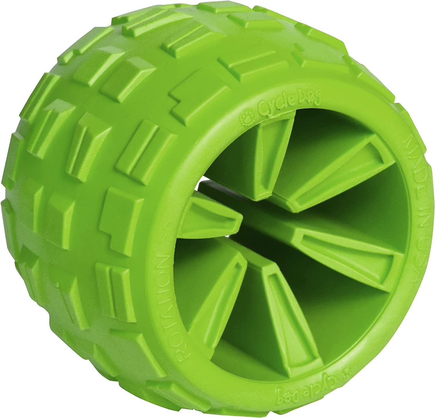 Cycle Dog High Roller Plus Medium Green Erratic Bounce Treat Hiding Ball - Tough & Sustainable Chew Toy/Great For Play And For Aggressive Chewers/Made In Usa