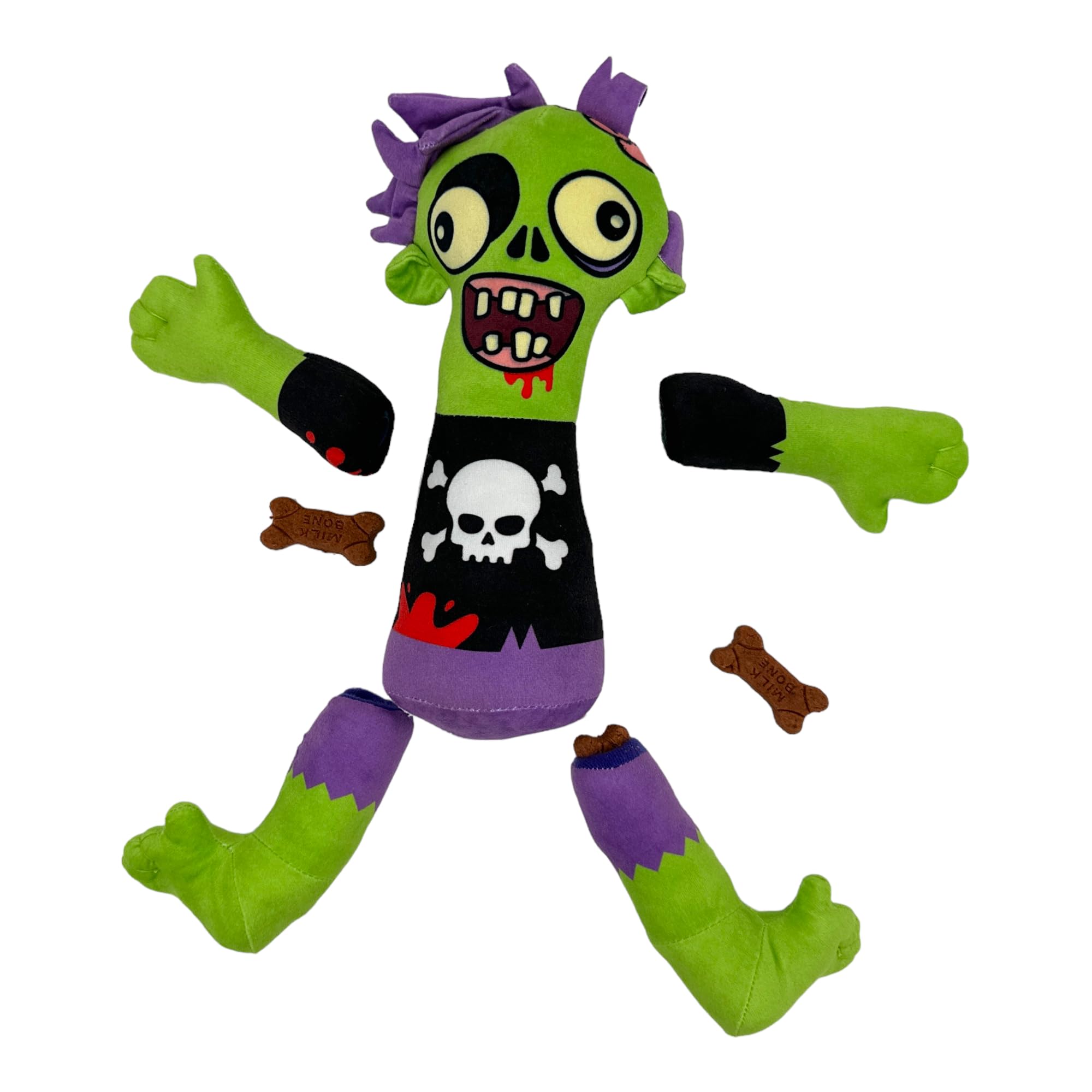 Zombie Dog Toy Funny Undead Body Parts Stuffed Chew Toy With Reattachable Limbs And Hidden Treat Compartments - Rip And Reveal I