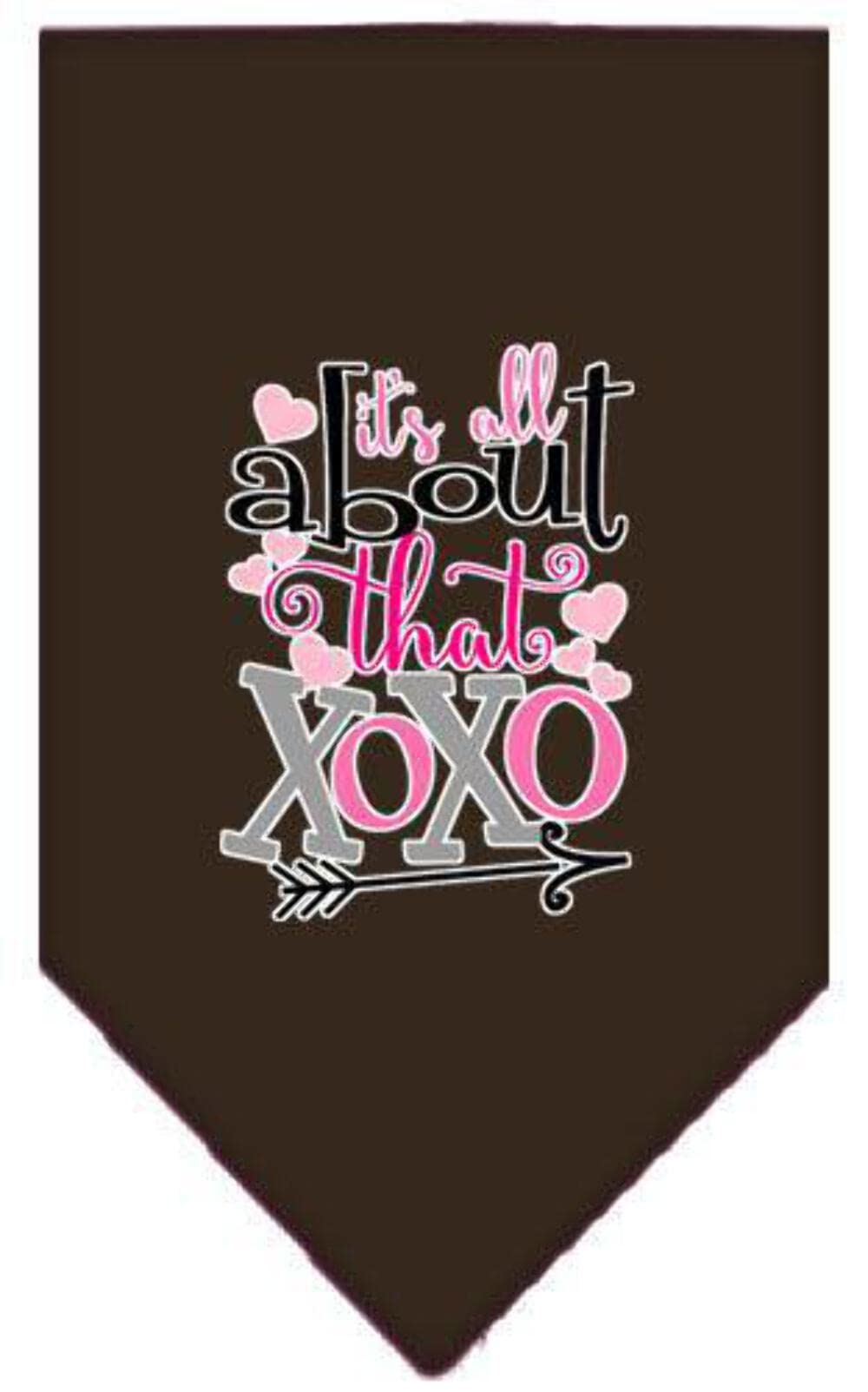 Pet and Dog Bandana Screen Printed, "It's All About That XOXO" Yellow Small