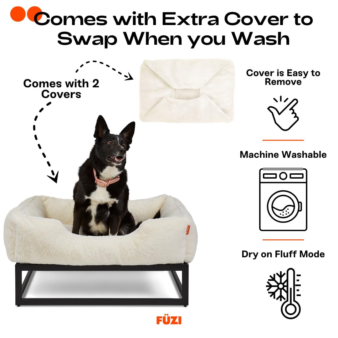 Fuzi Elevated Dog Bed Large With Extra Cover, Luxury Raised Dog Beds, Removable And Machine Washable Bed Cover, Indoor/Outdoor O