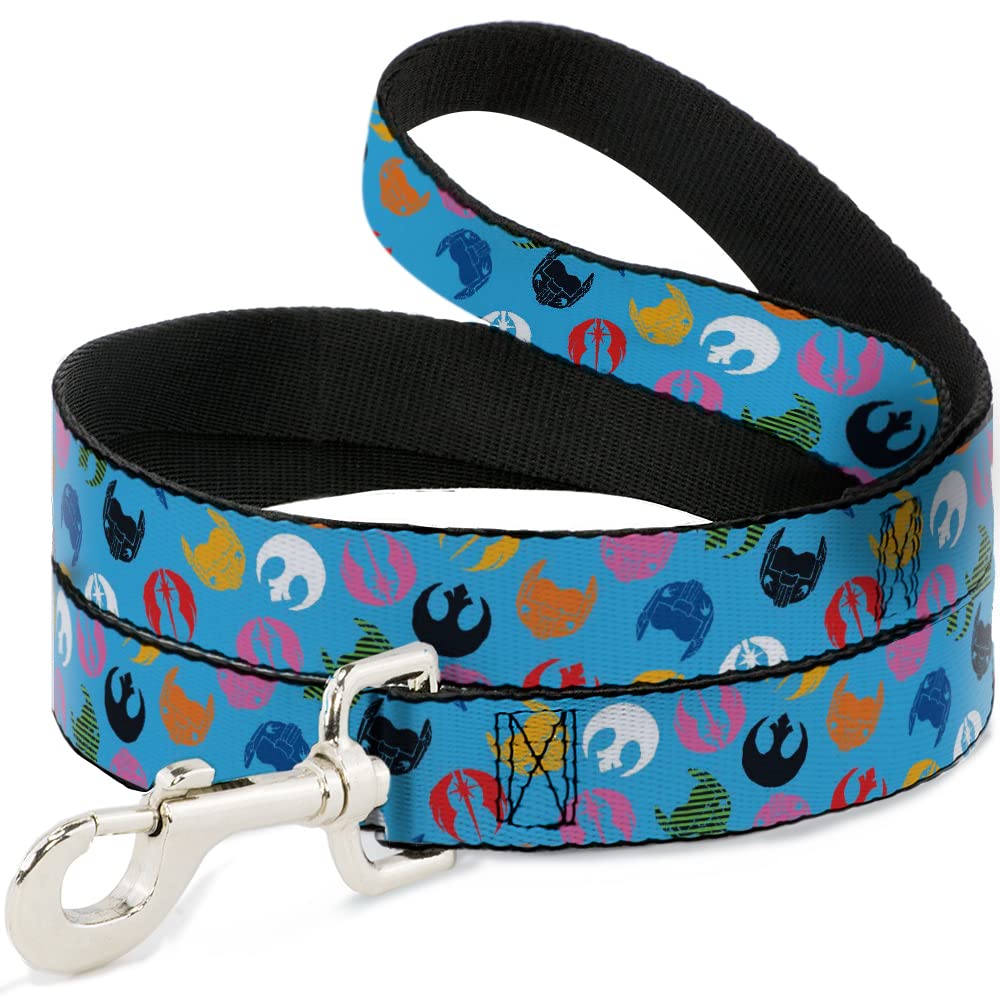 Buckle-Down Star Wars Pet Leash, Dog Leash, Star Wars Jedi Order And Rebel Alliance Icons Scattered, 6 Feet Long 1.5 Inch Wide